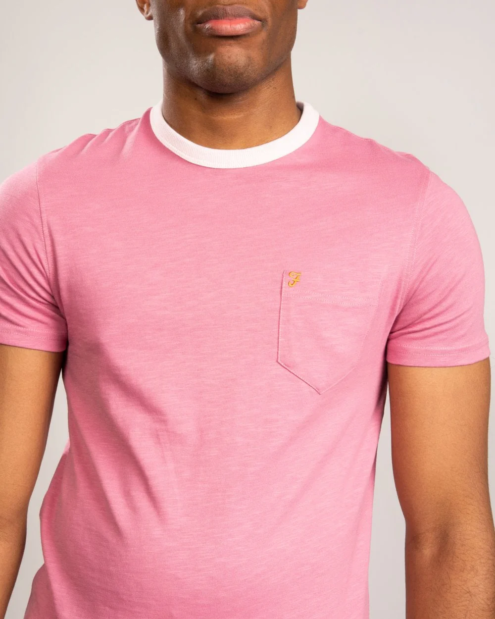 Farah Groove Mens Crew Neck T-Shirt With Chest Pocket - Image 2