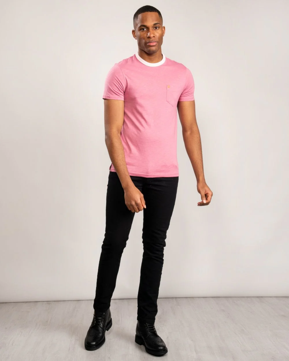 Farah Groove Mens Crew Neck T-Shirt With Chest Pocket - Image 4