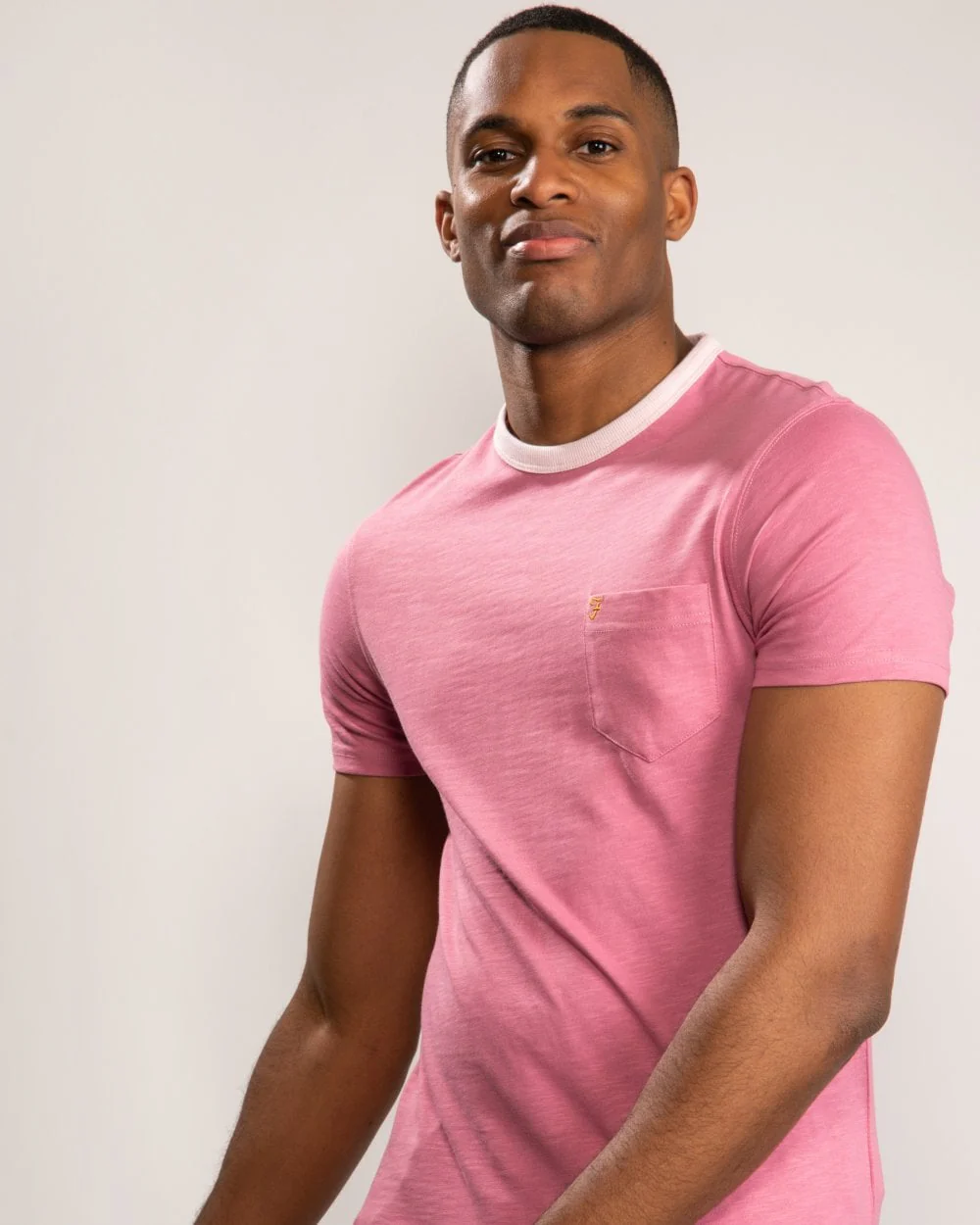 Farah Groove Mens Crew Neck T-Shirt With Chest Pocket - Image 5