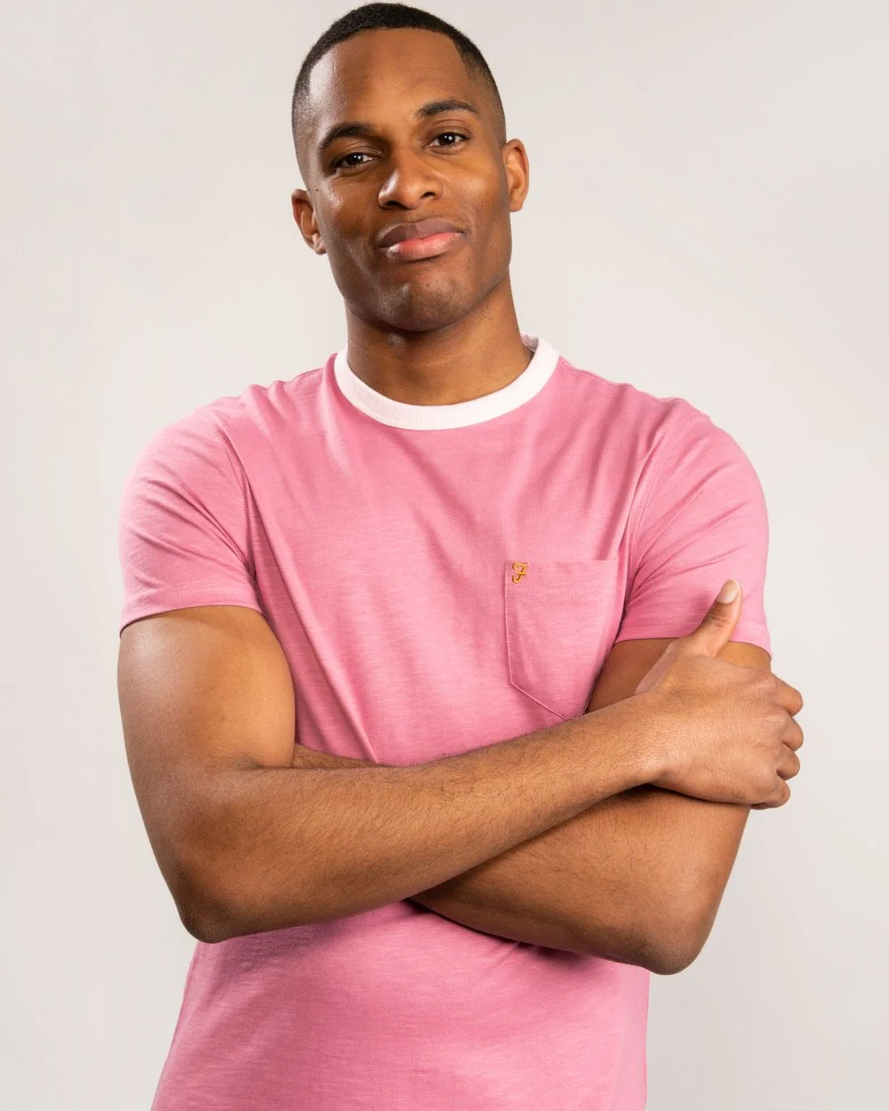 Farah Groove Mens Crew Neck T-Shirt With Chest Pocket - Image 6