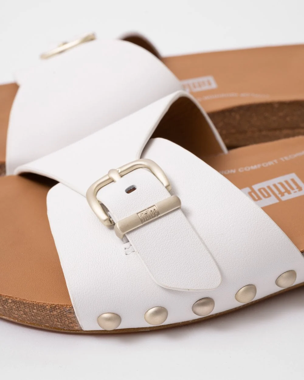 FitFlop IQushion Womens Adjustable Buckle Leather Slides - Image 2