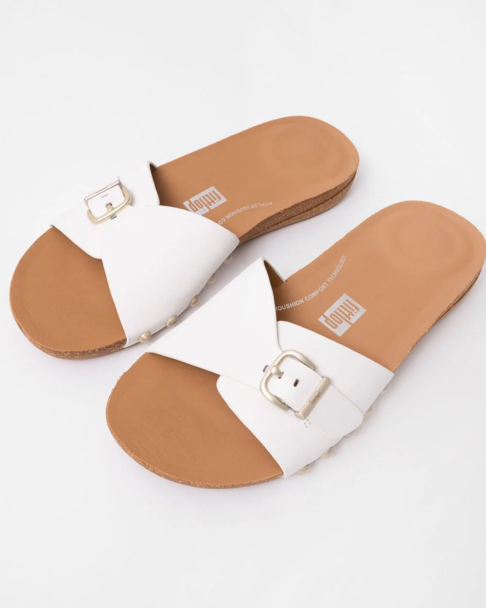 FitFlop IQushion Womens Adjustable Buckle Leather Slides - Image 3
