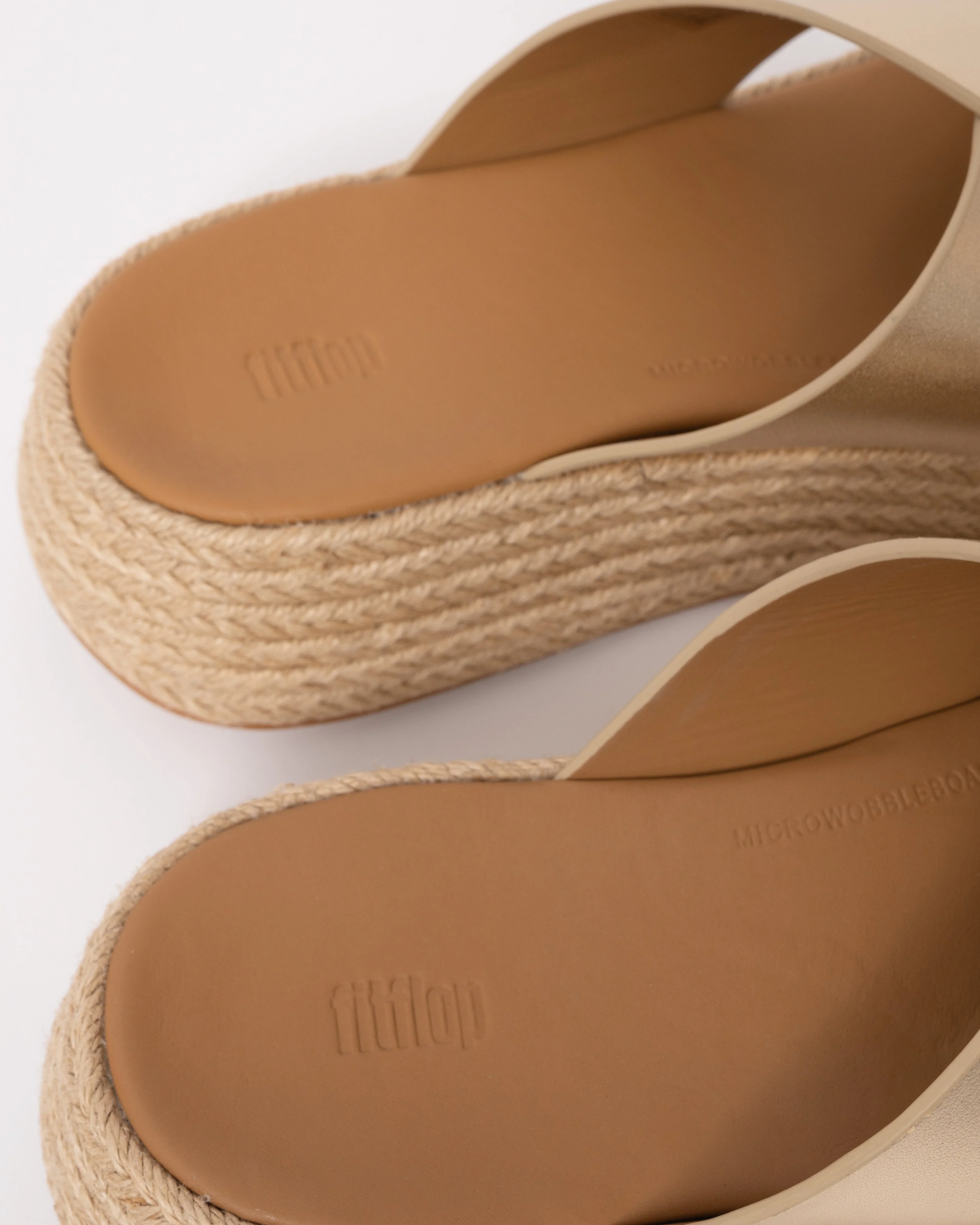 FitFlop Womens F-Mode Espadrille Leather Flatform Cross Slides - Platino 675 - Image 2