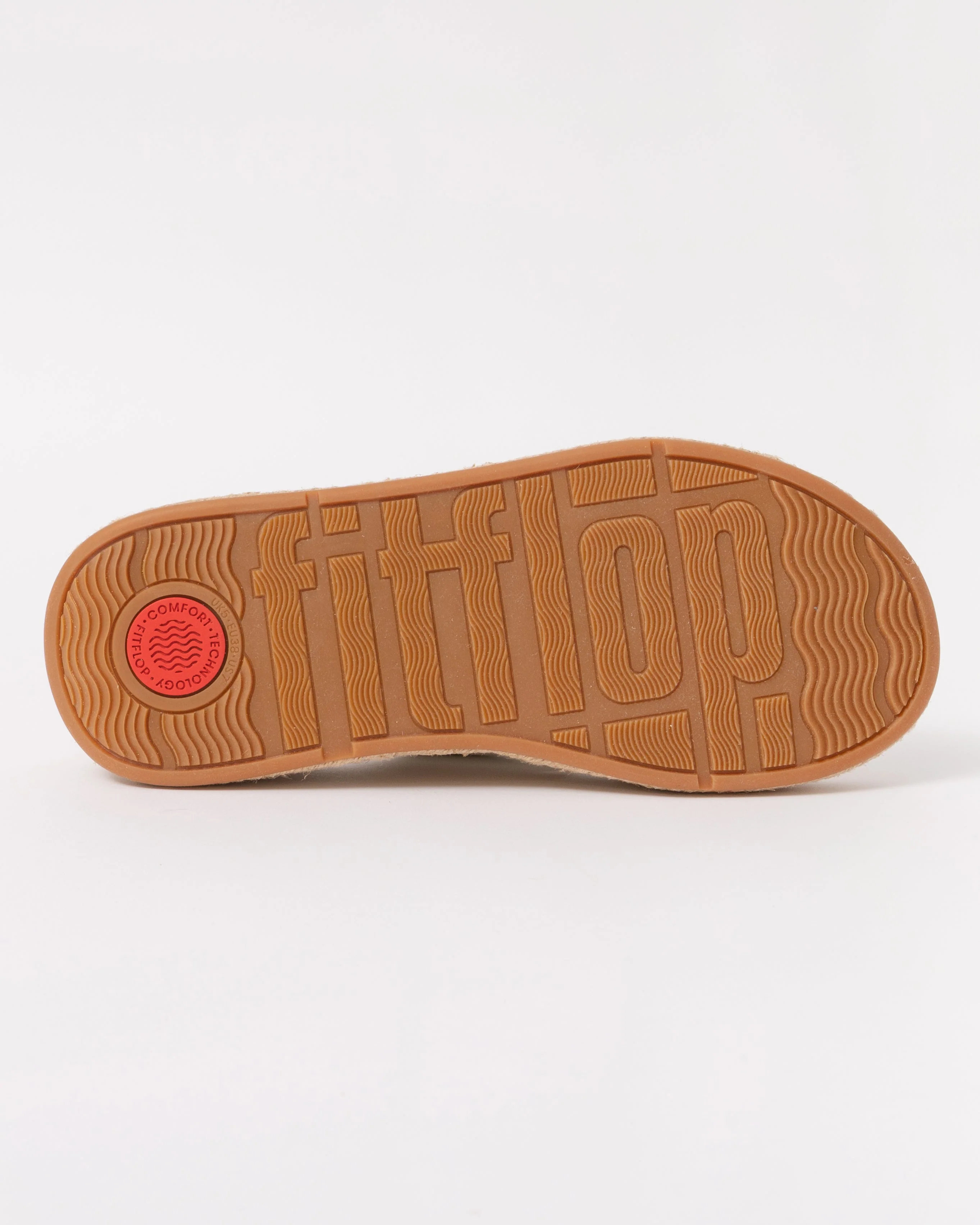 FitFlop Womens F-Mode Espadrille Leather Flatform Cross Slides - Platino 675 - Image 5