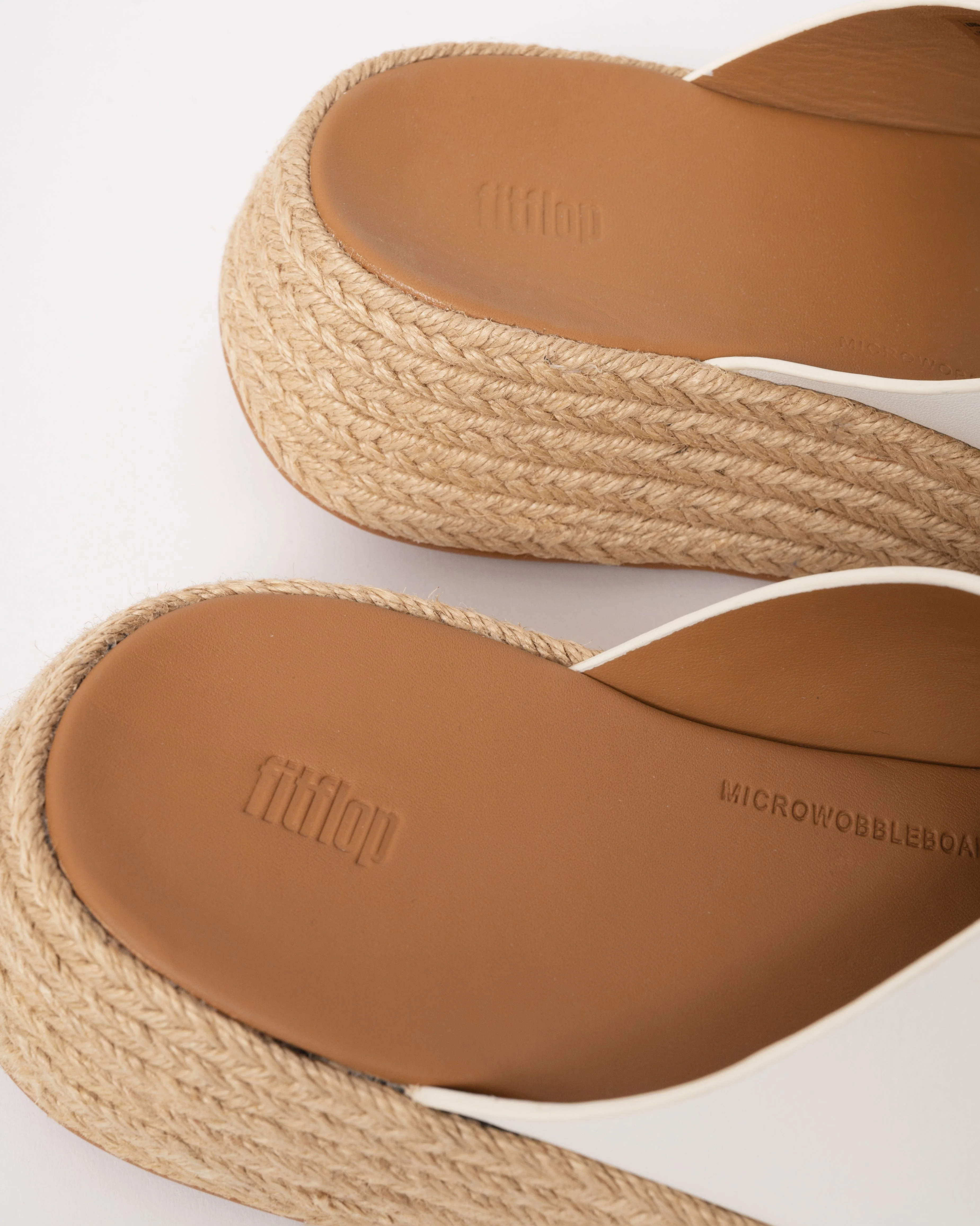 FitFlop Womens F-Mode Espadrille Leather Flatform Cross Slides - Urban White 194 - Image 5