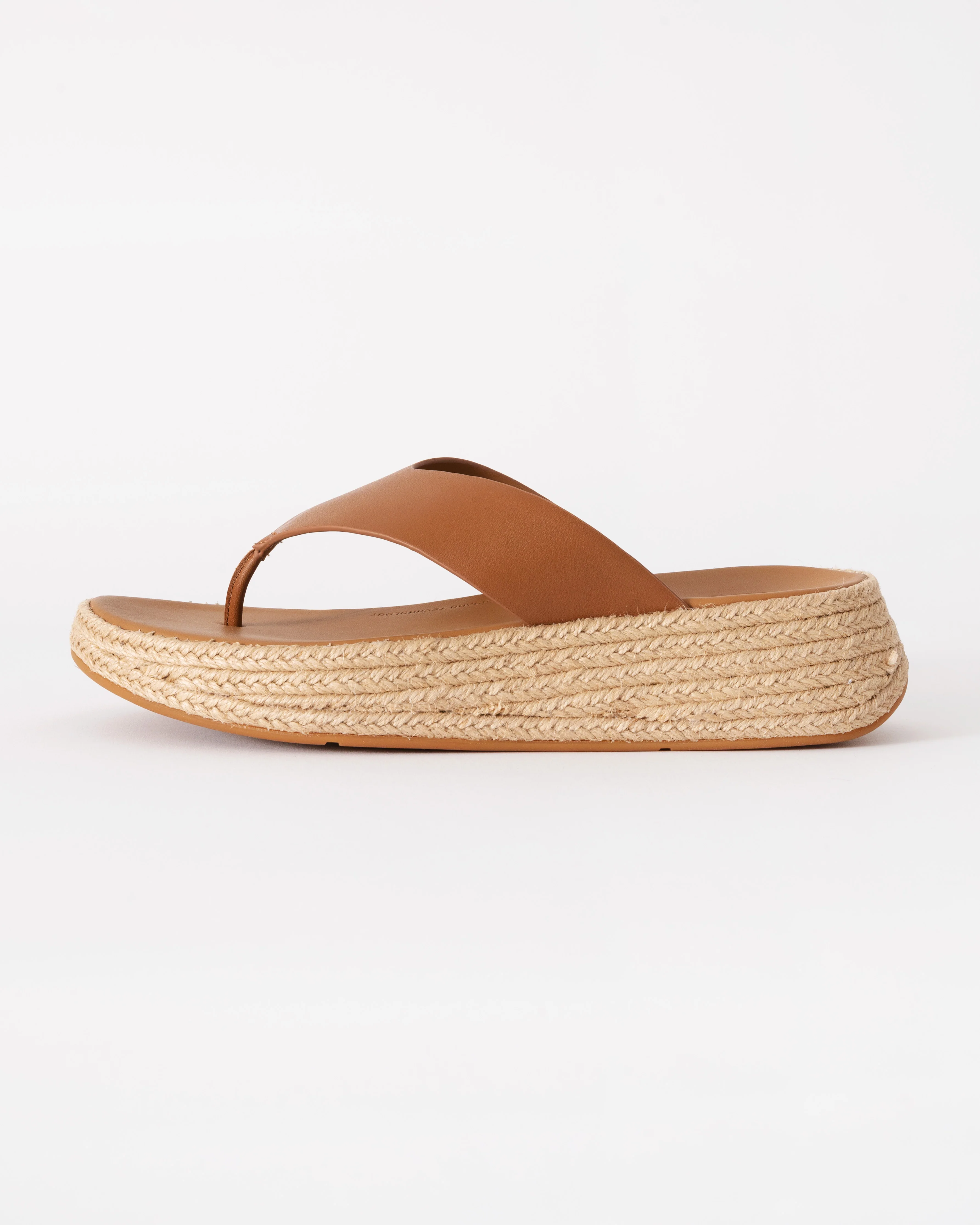 FitFlop Womens F-Mode Espadrille Leather Flatform T/Post Sandals - Image 2
