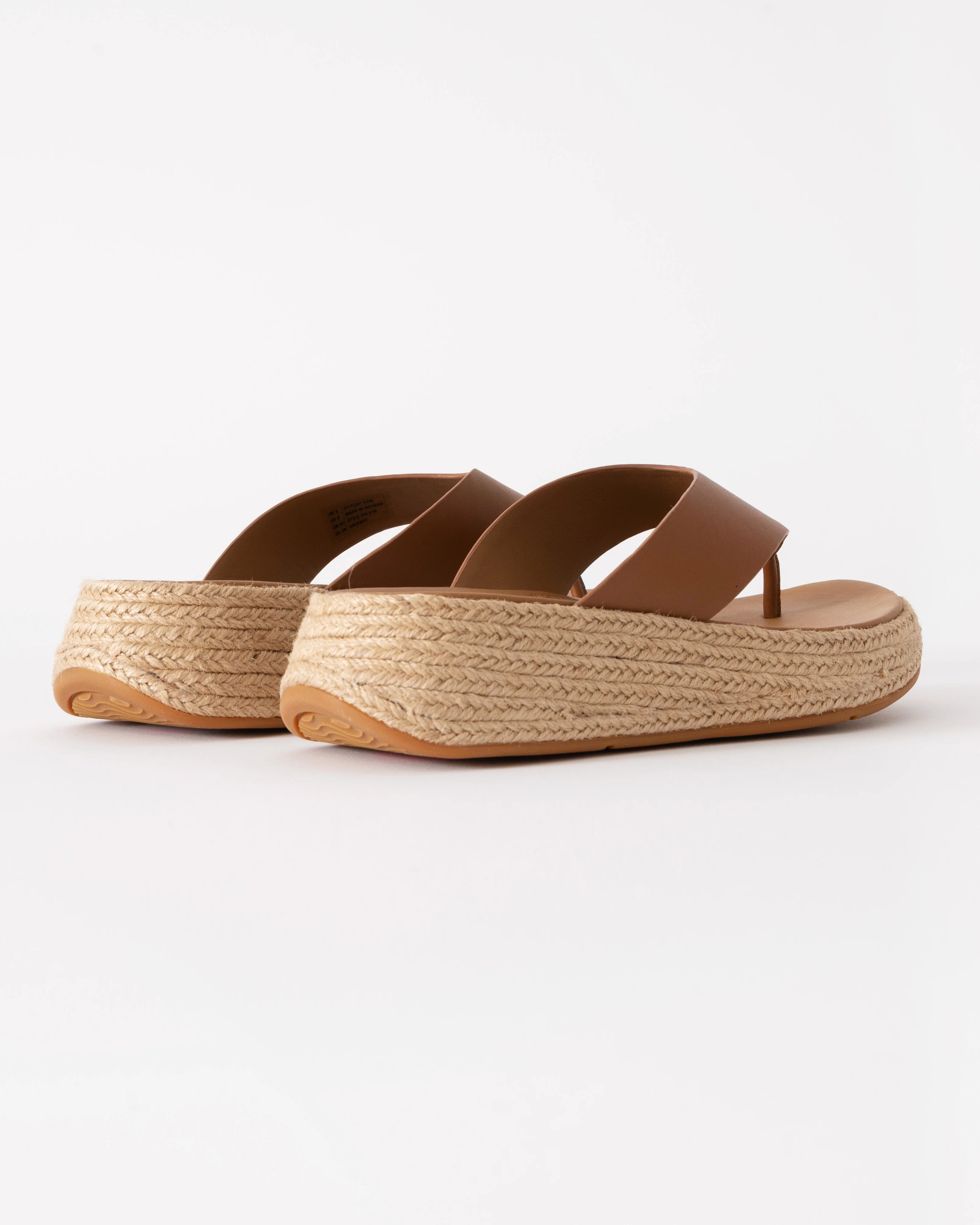 FitFlop Womens F-Mode Espadrille Leather Flatform T/Post Sandals - Image 3