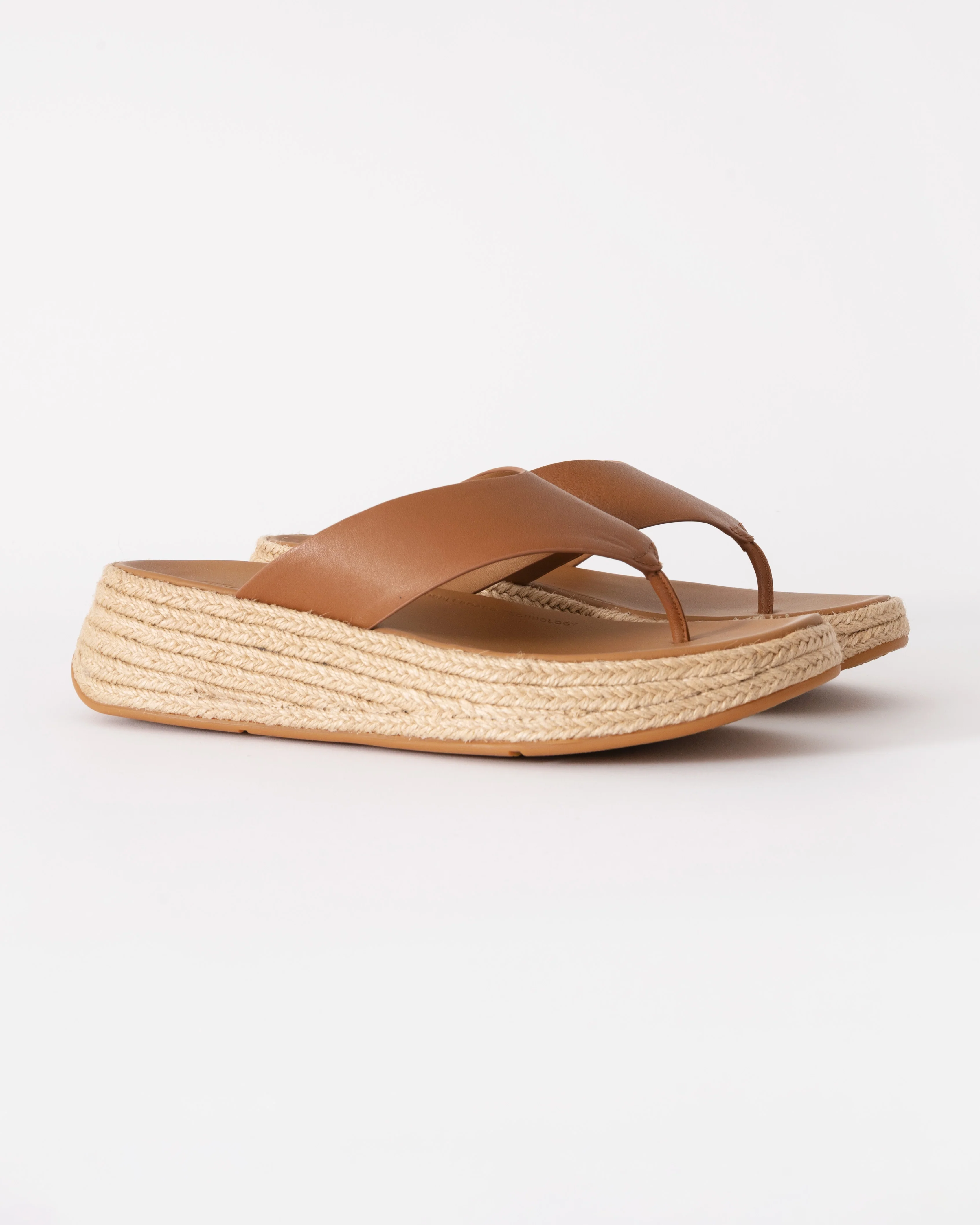 FitFlop Womens F-Mode Espadrille Leather Flatform T/Post Sandals - Image 4