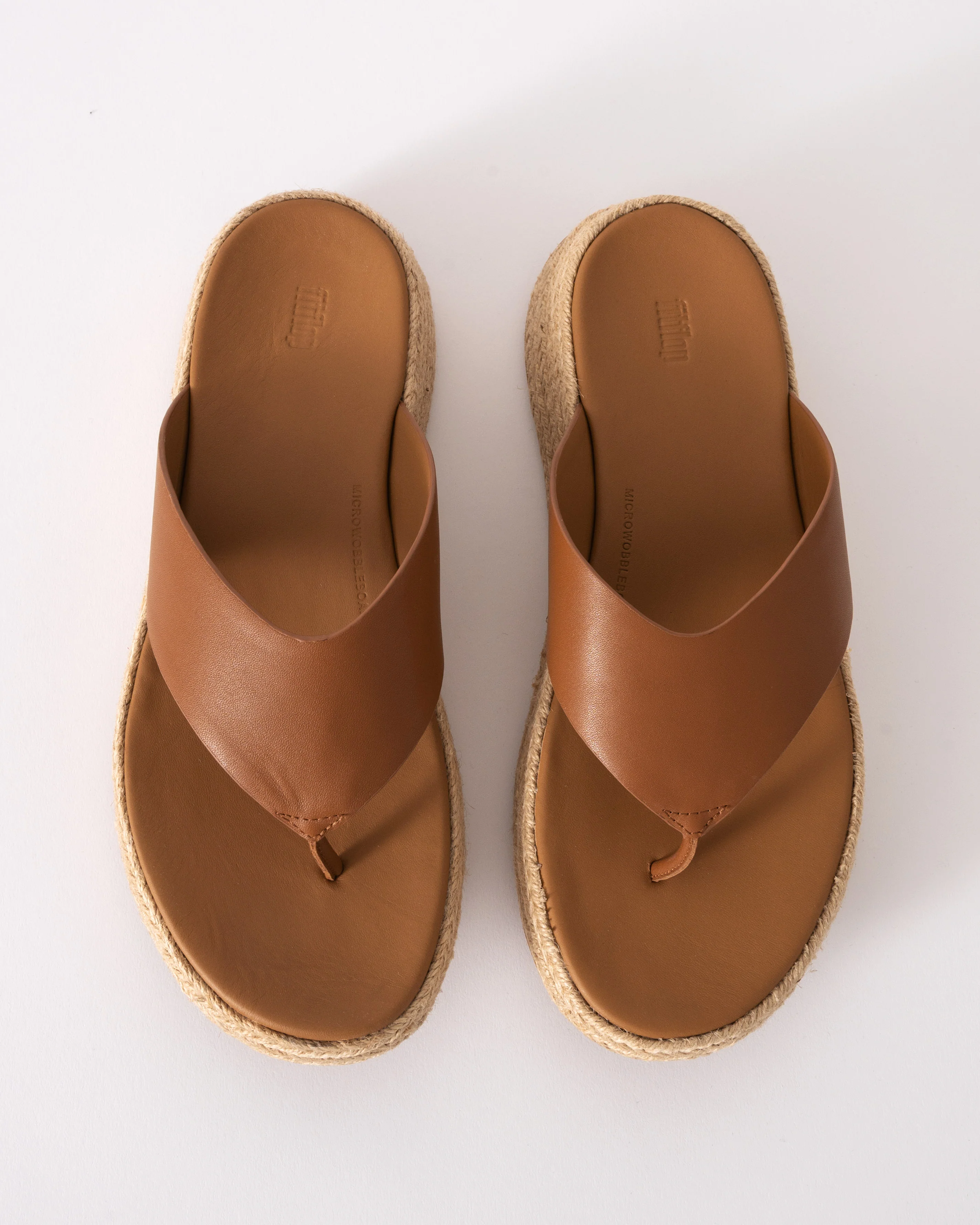 FitFlop Womens F-Mode Espadrille Leather Flatform T/Post Sandals - Image 5