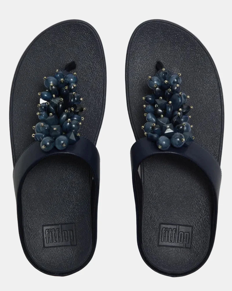 FitFlop Womens Fino Bead-Cluster Toe-Post Sandals - Midnight Navy 399 - Image 4