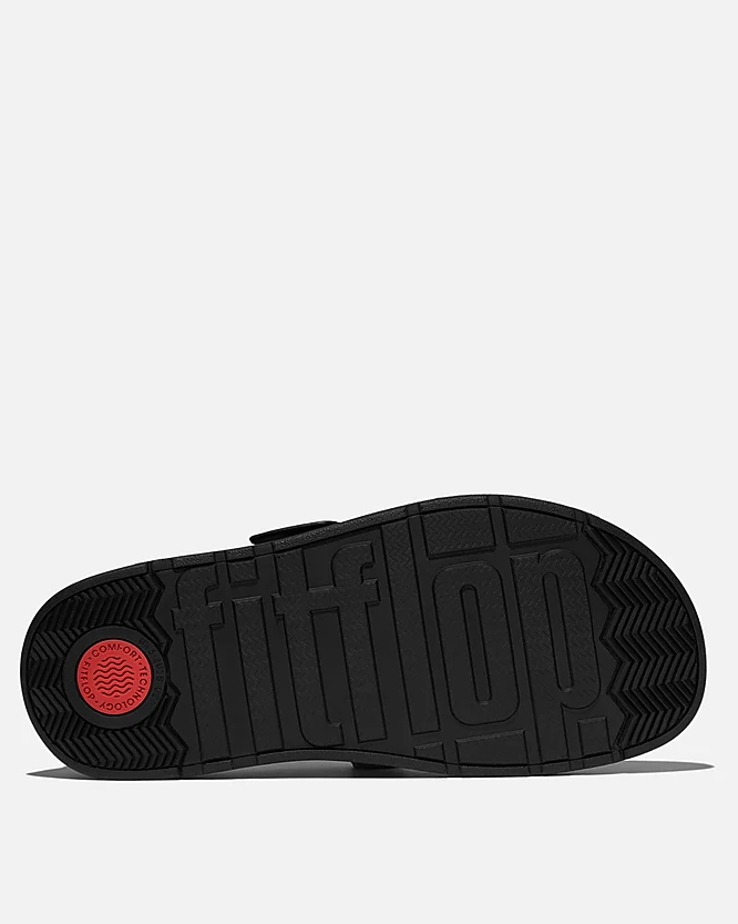 FitFlop Womens GEN-FF Buckle Two-Bar Leather Slides - Black 001 - Image 4
