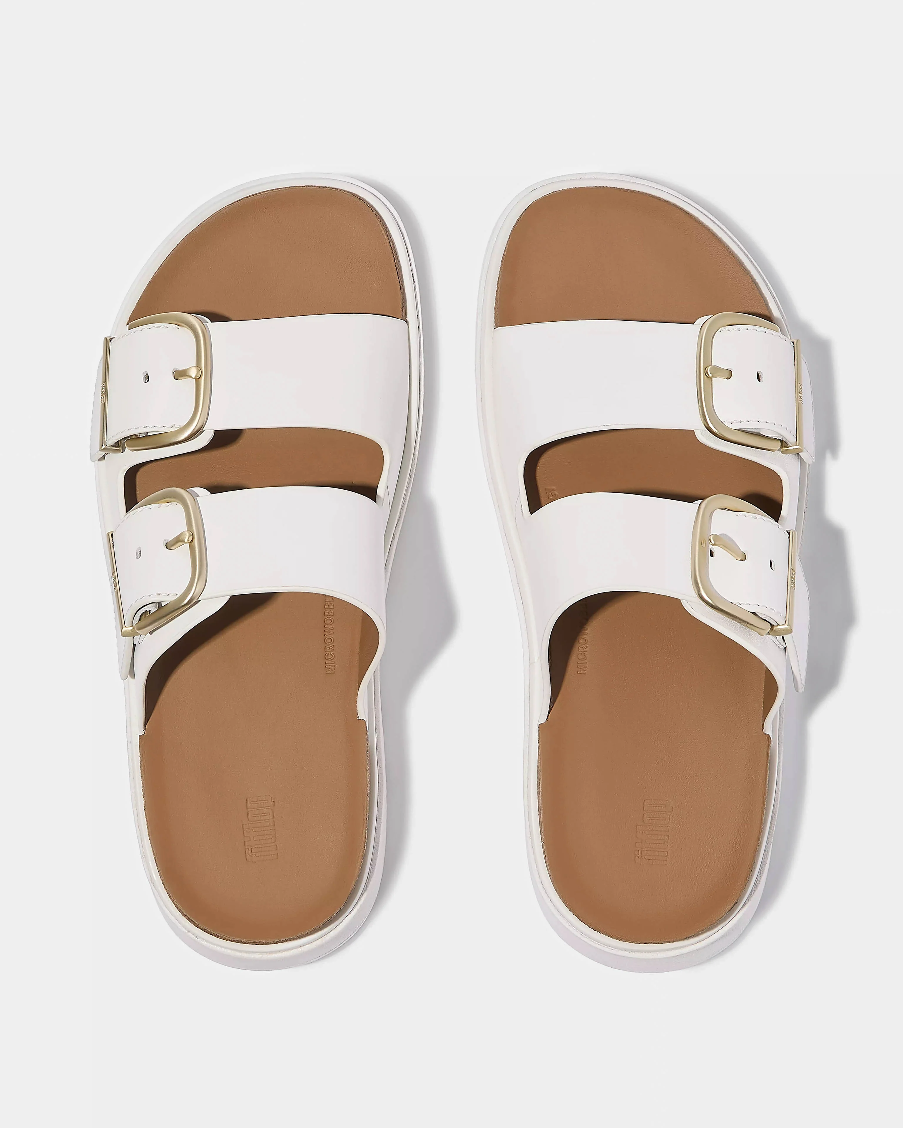 FitFlop Womens GEN-FF Buckle Two-Bar Leather Slides - Urban White 194 - Image 2