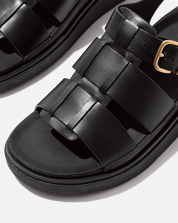 FitFlop Womens Gen-FF Leather Fisherman Sandals - All Black 090 - Image 2