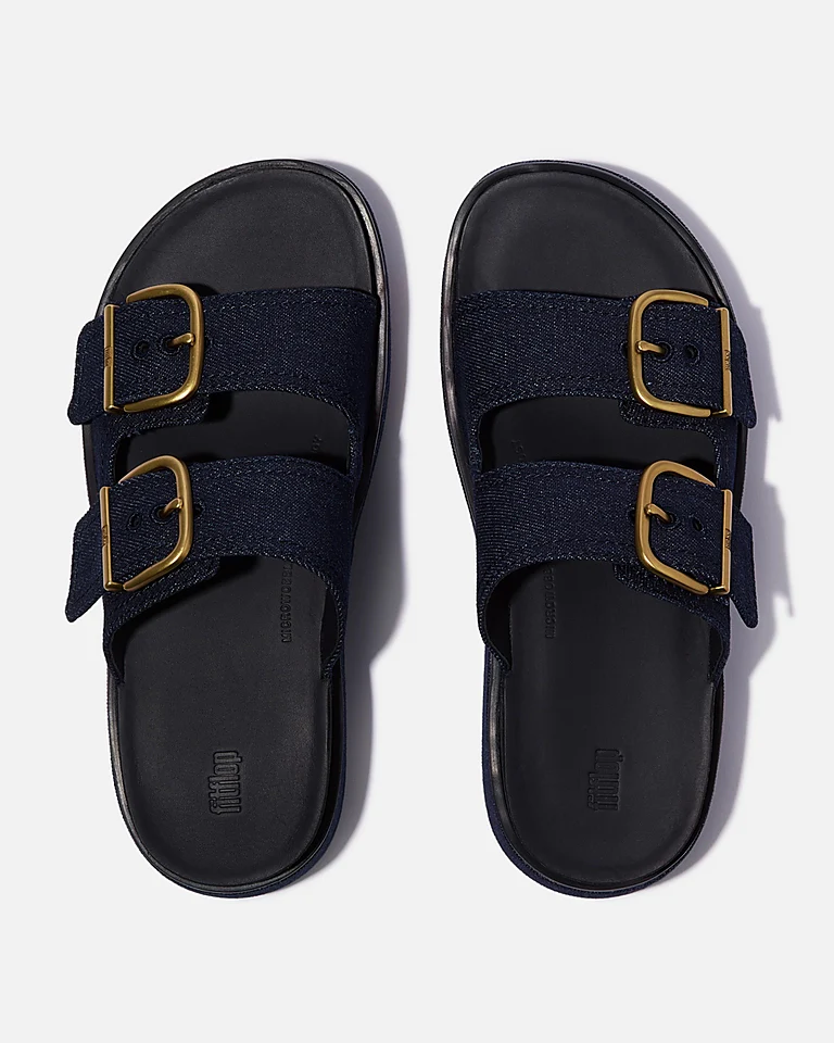 FitFlop Womens GEN-FF Max Buckle Two-Bar Denim Slides - Dark Denim D71 - Image 4