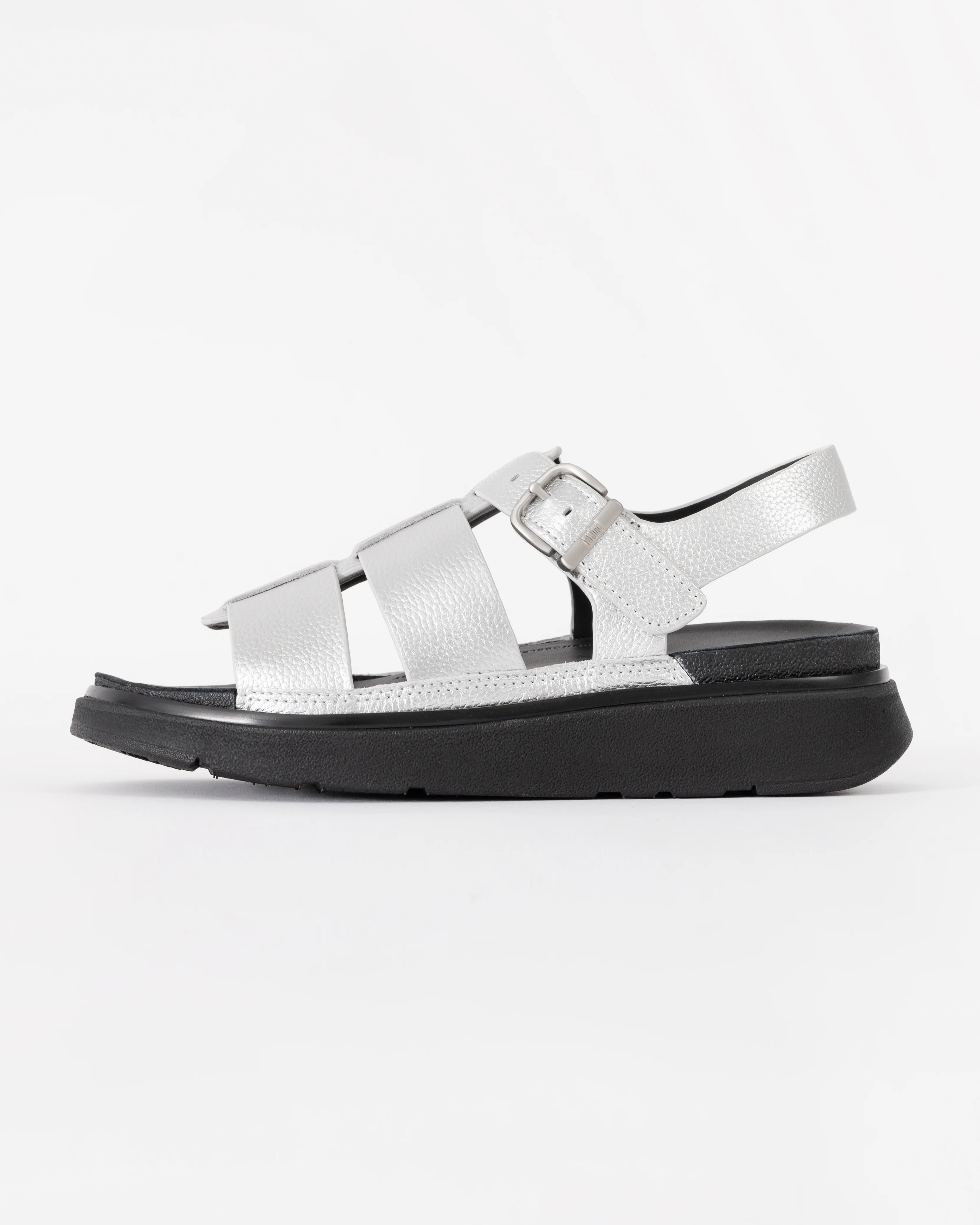 FitFlop Womens GEN-FF Tumbled-Leather Fisherman Sandals - Silver 011 - Image 2
