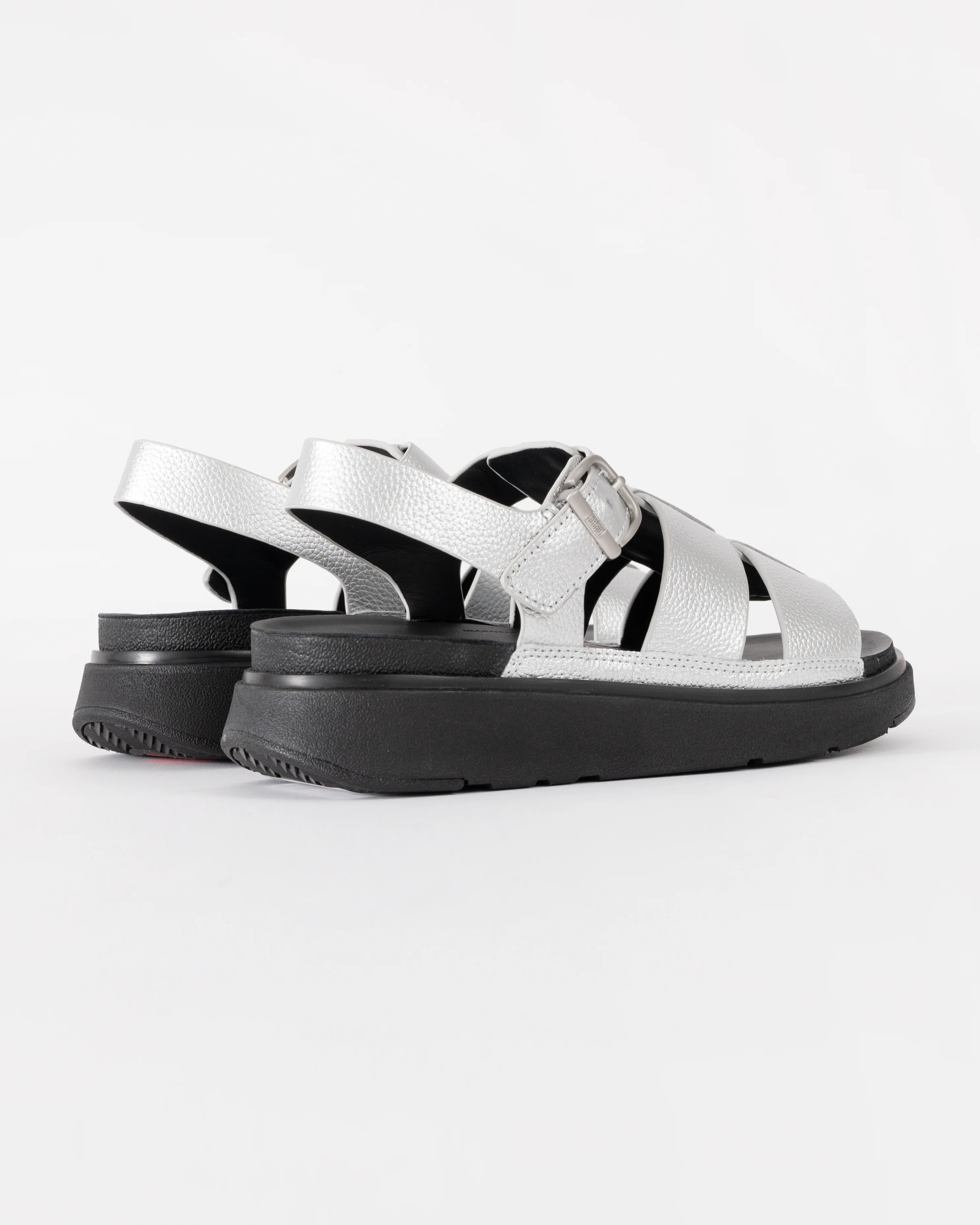 FitFlop Womens GEN-FF Tumbled-Leather Fisherman Sandals - Silver 011 - Image 3