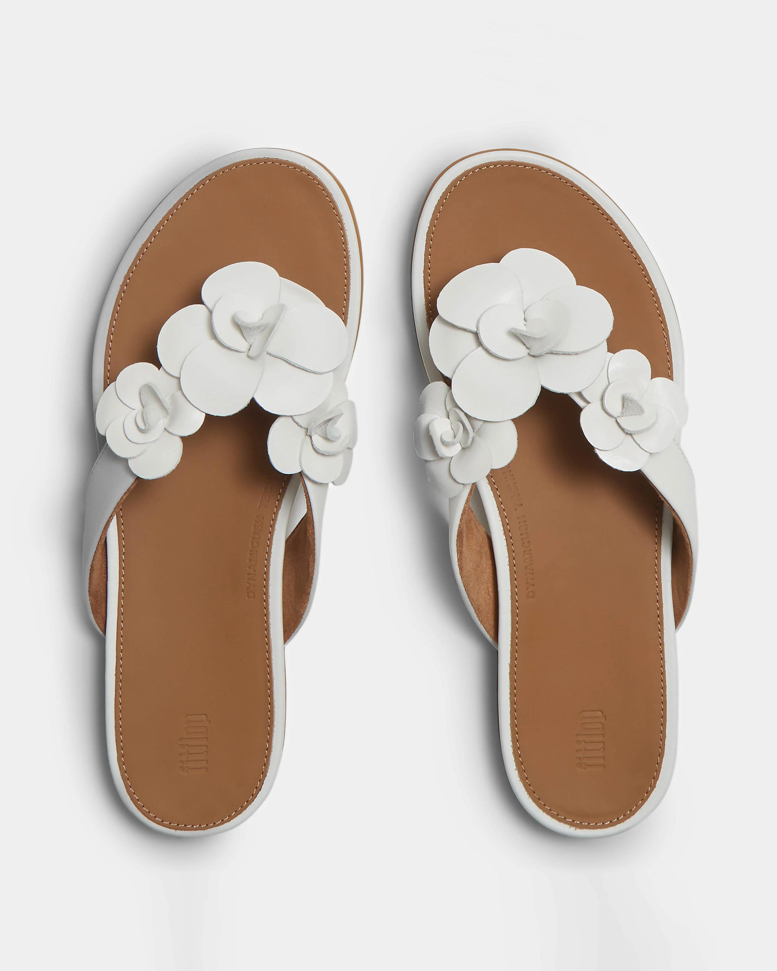 FitFlop Womens Gracie Flower Leather Flip-Flops - Urban White 194 - Image 2