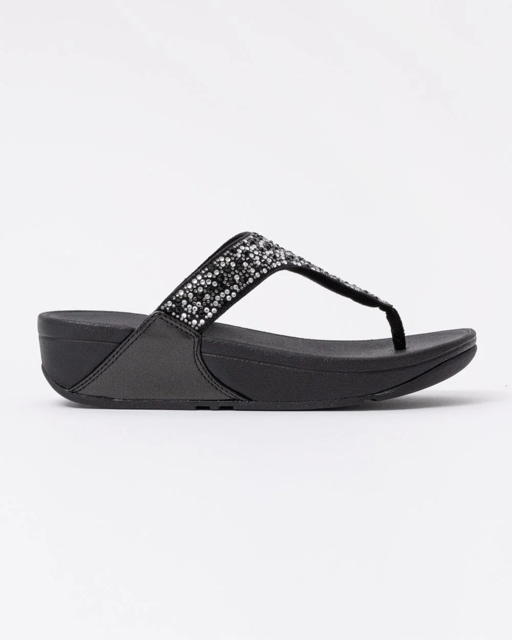 FitFlop Womens Lulu Crystal-Mix Toe-Post Sandals - All Black 090 - Image 4
