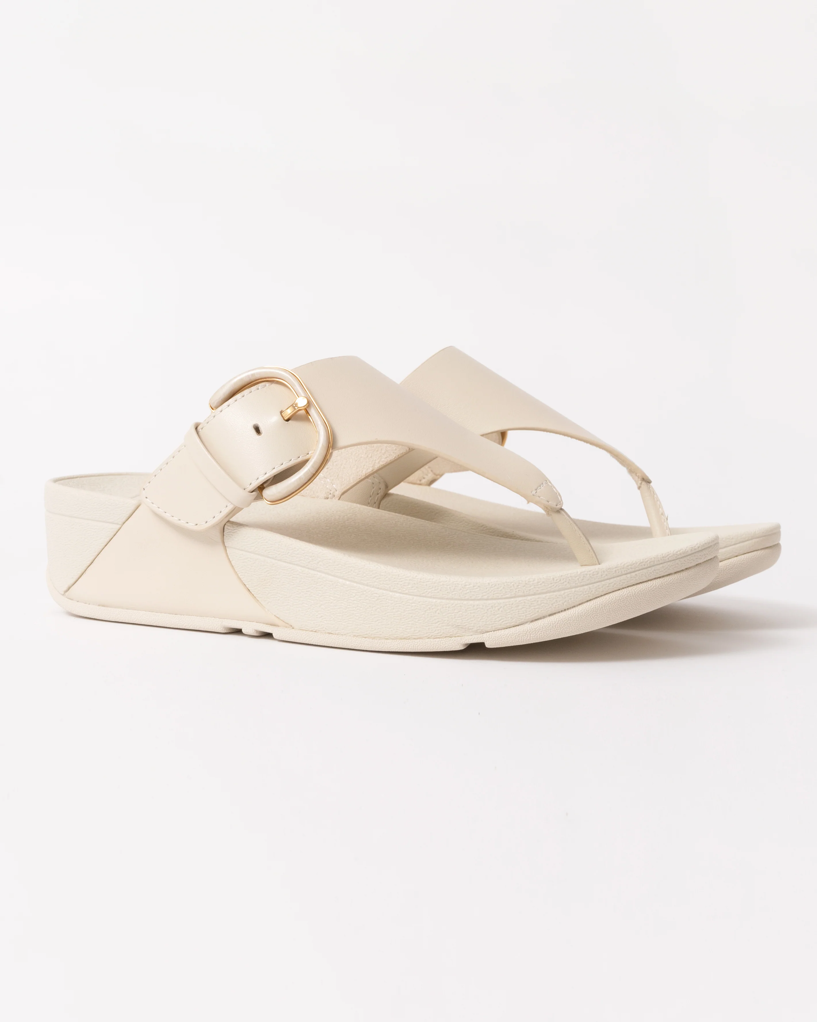 FitFlop Womens Lulu Resin-Buckle Leather Toe-Post Sandals - Image 3