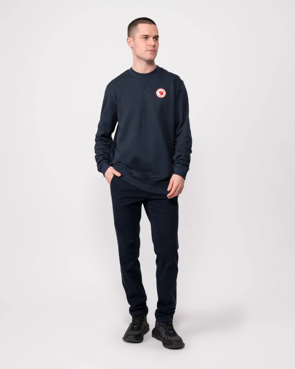 Fjallraven 1960 Logo Badge Mens Sweatshirt - Dark Navy 555 - Image 3