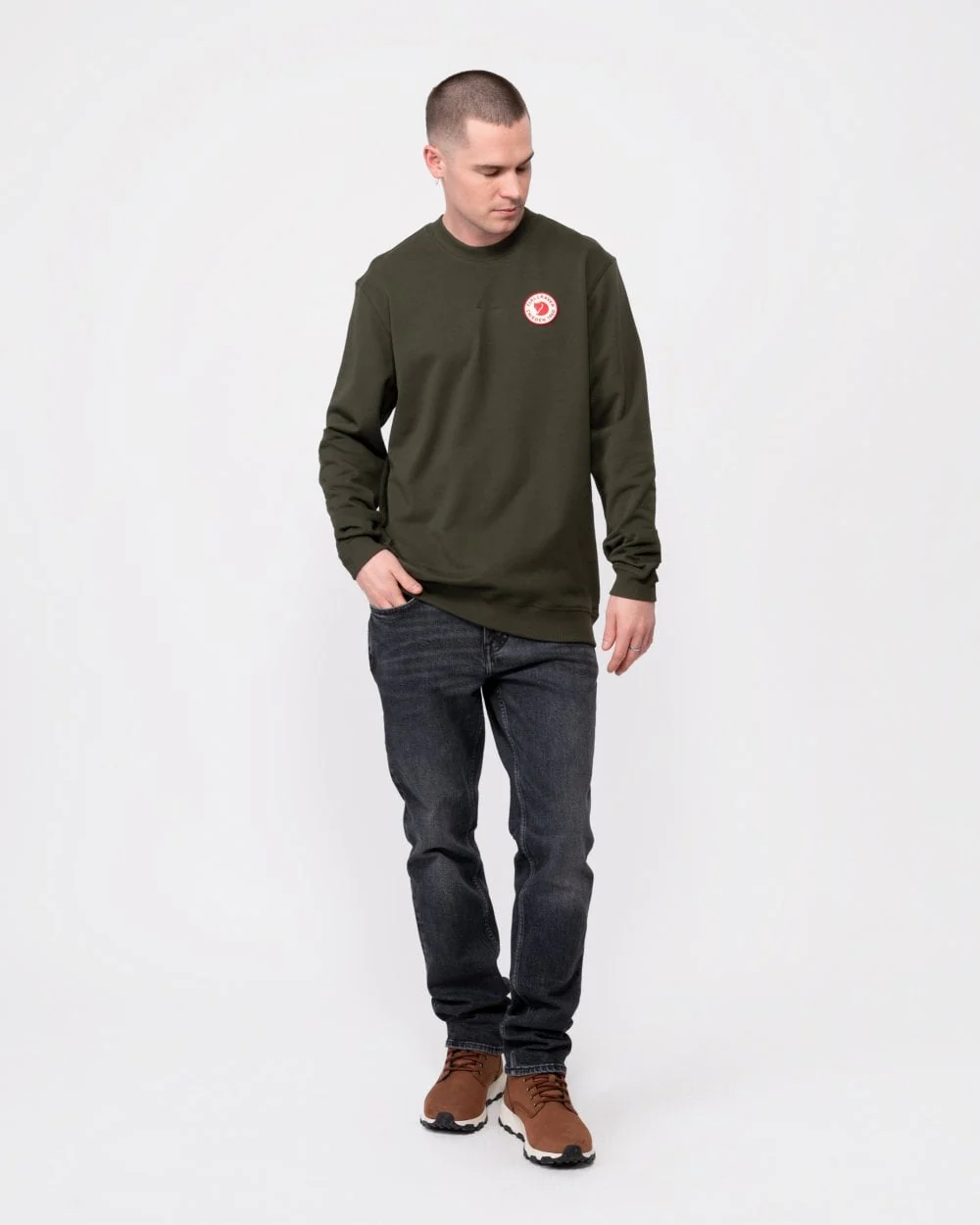 Fjallraven 1960 Logo Badge Mens Sweatshirt - Deep Forest 662 - Image 3