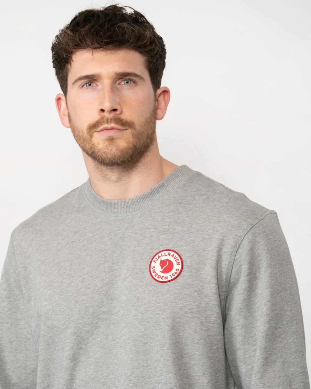 Fjallraven 1960 Logo Badge Mens Sweatshirt - Grey/Melange 020-999 - Image 2
