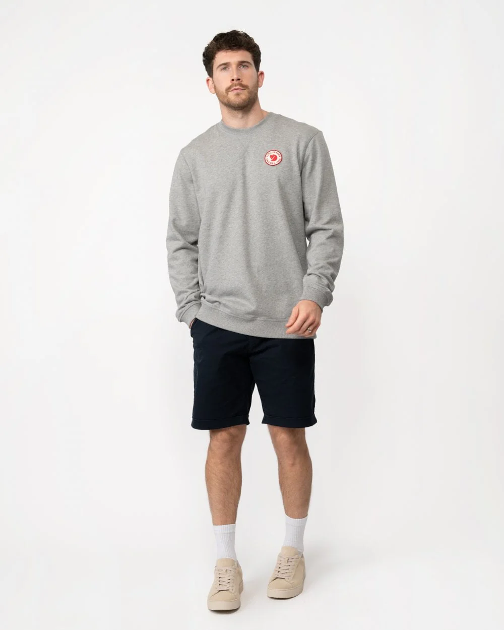 Fjallraven 1960 Logo Badge Mens Sweatshirt - Grey/Melange 020-999 - Image 3