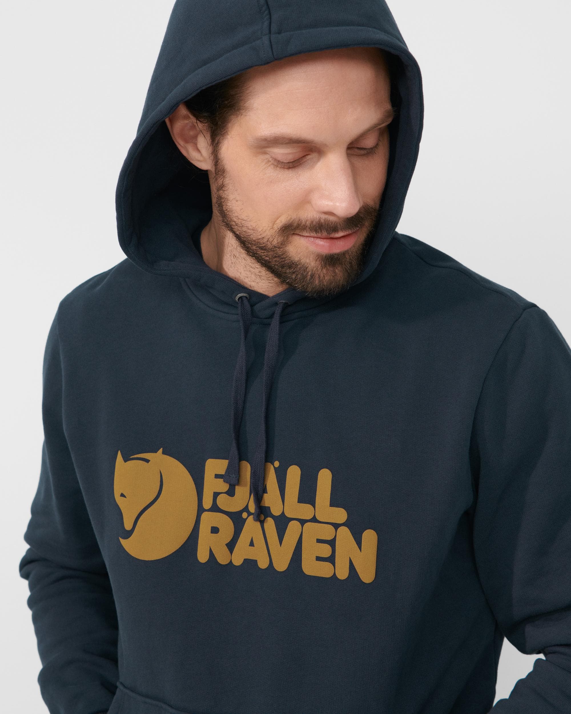 Fjallraven Logo Mens Hoodie - Dark Navy 555 - Image 2