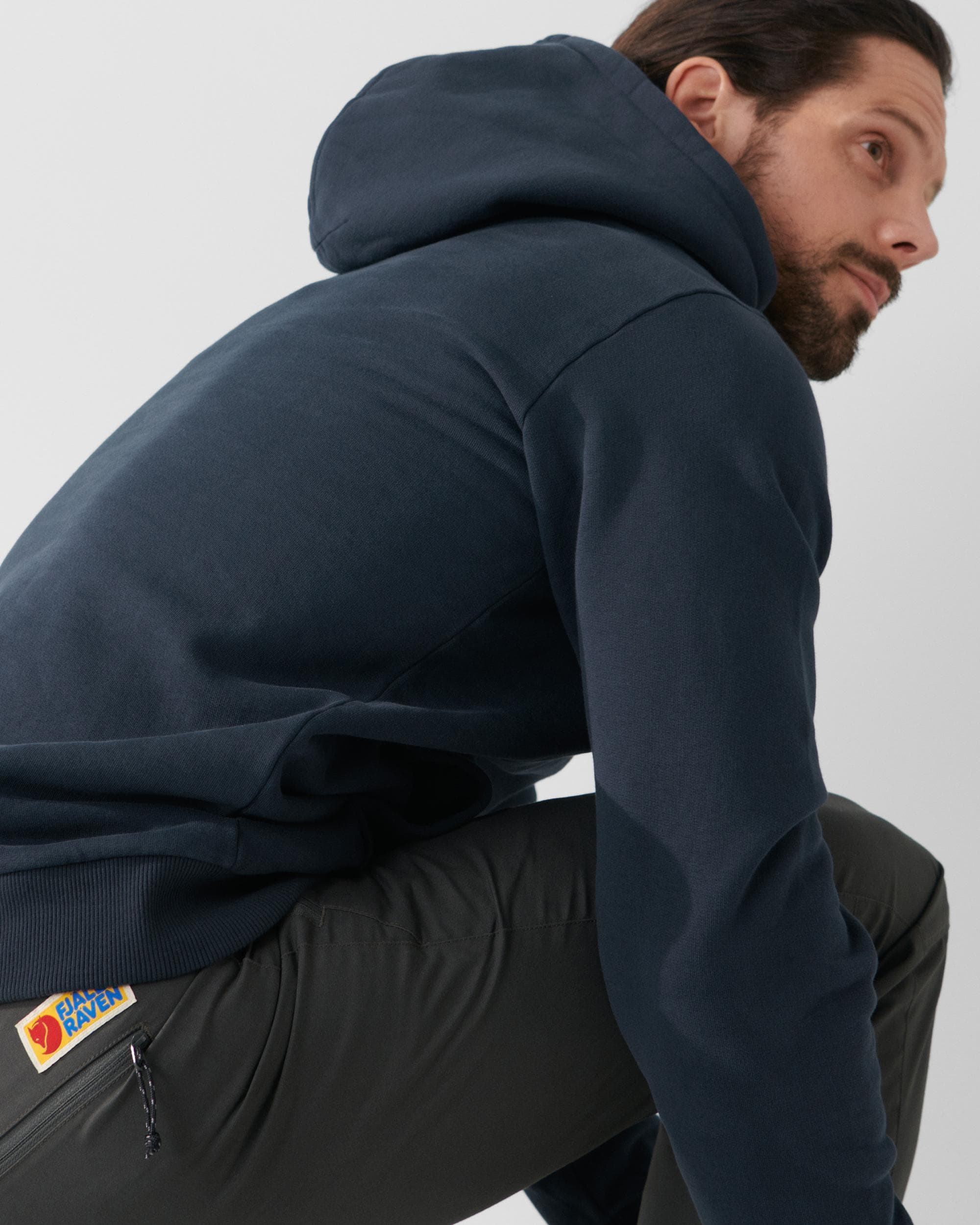 Fjallraven Logo Mens Hoodie - Dark Navy 555 - Image 4