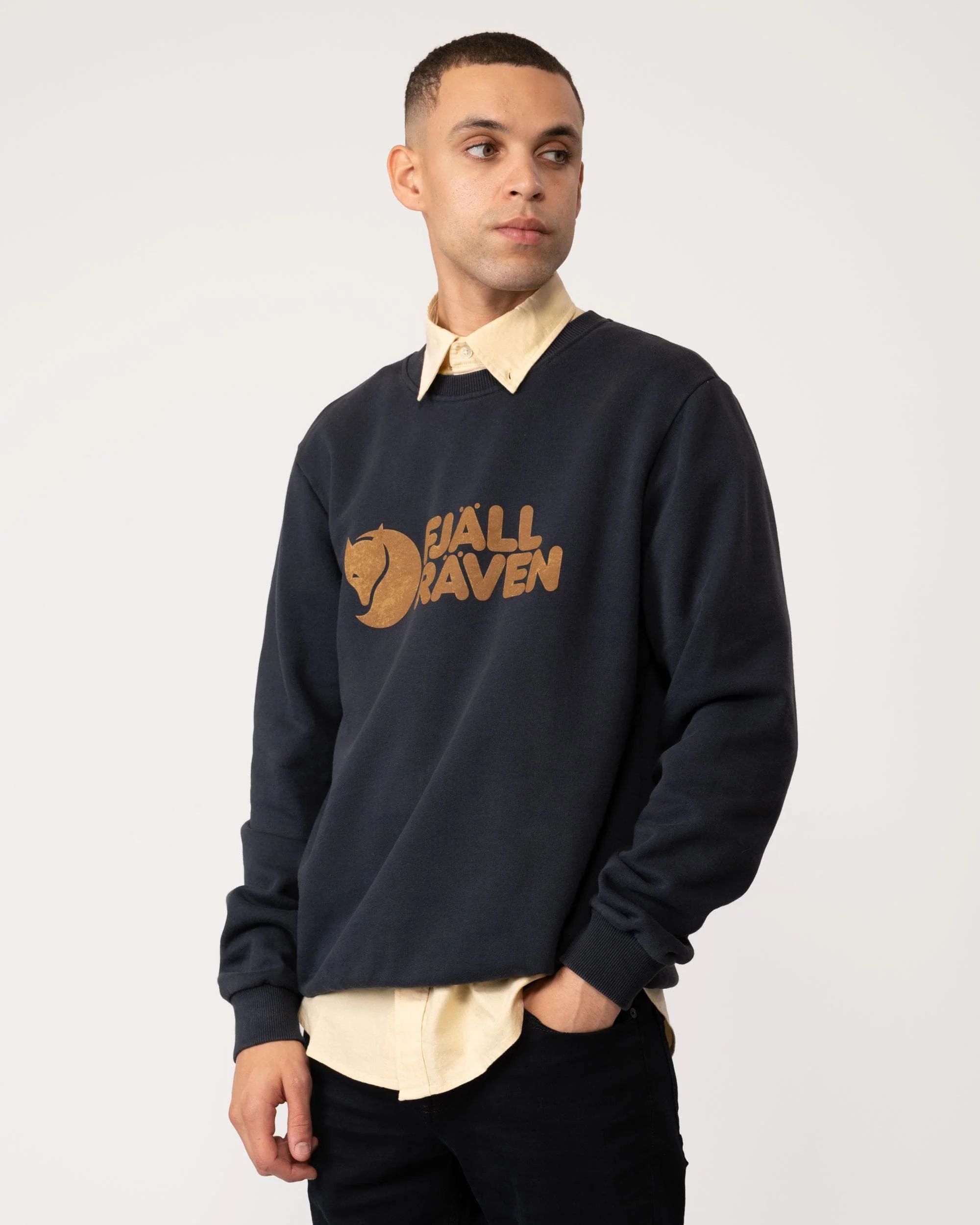 Fjallraven Logo Mens Sweatshirt - Dark Navy 555 - Image 3