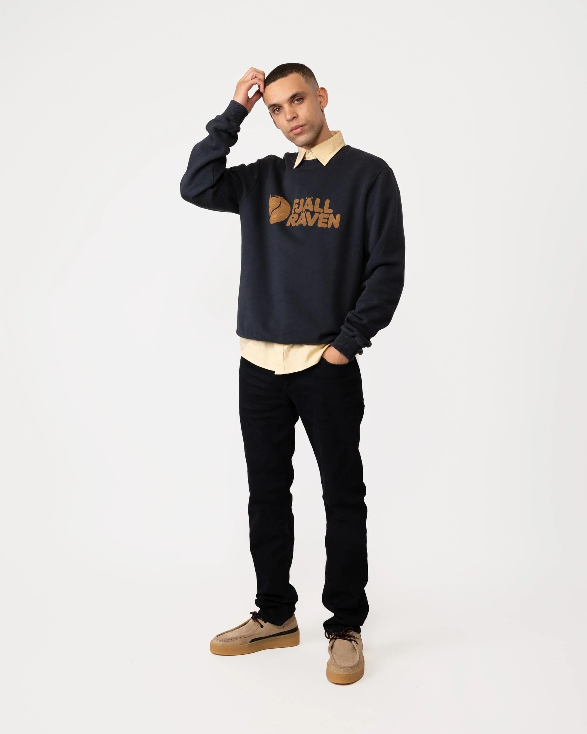 Fjallraven Logo Mens Sweatshirt - Dark Navy 555 - Image 4