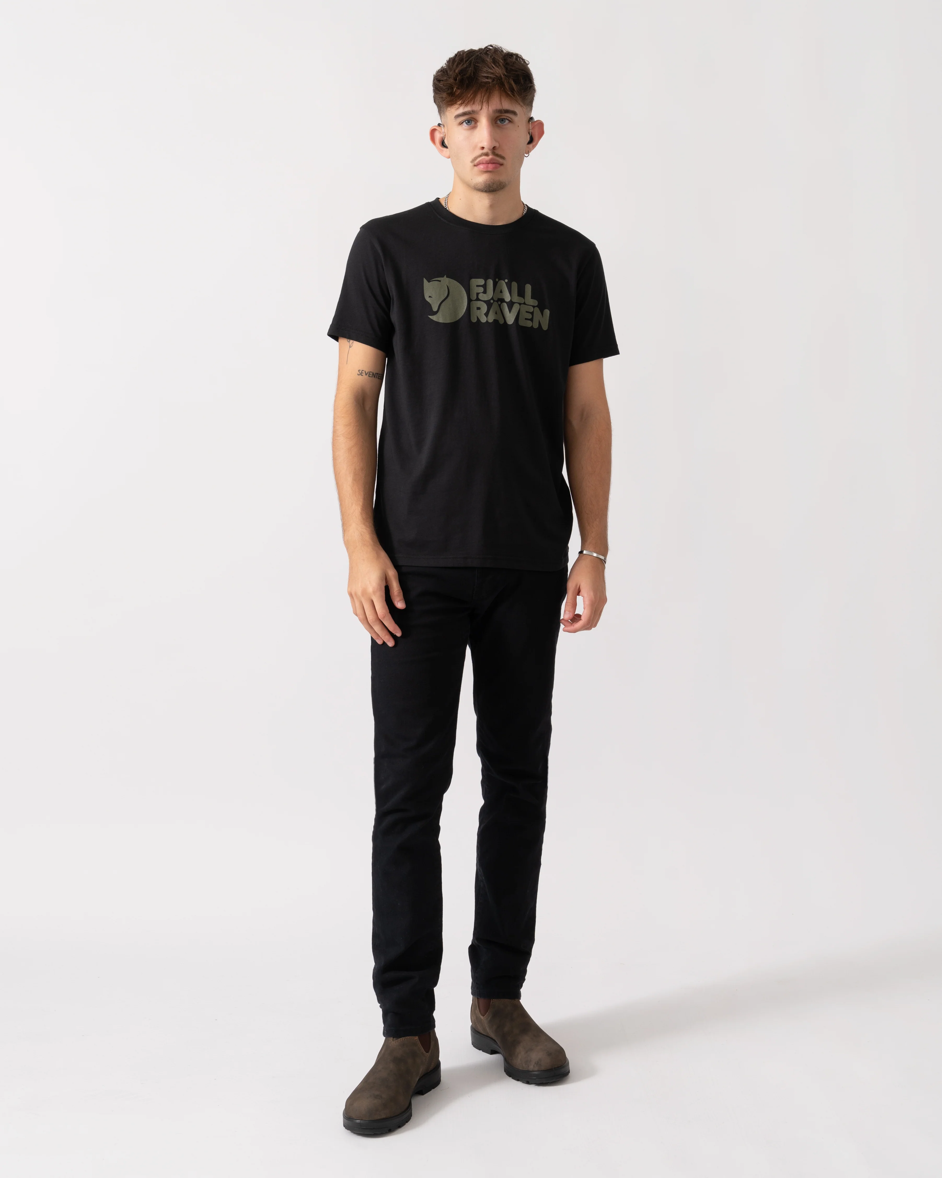 Fjallraven Logo Mens T-Shirt - Black 550 - Image 2