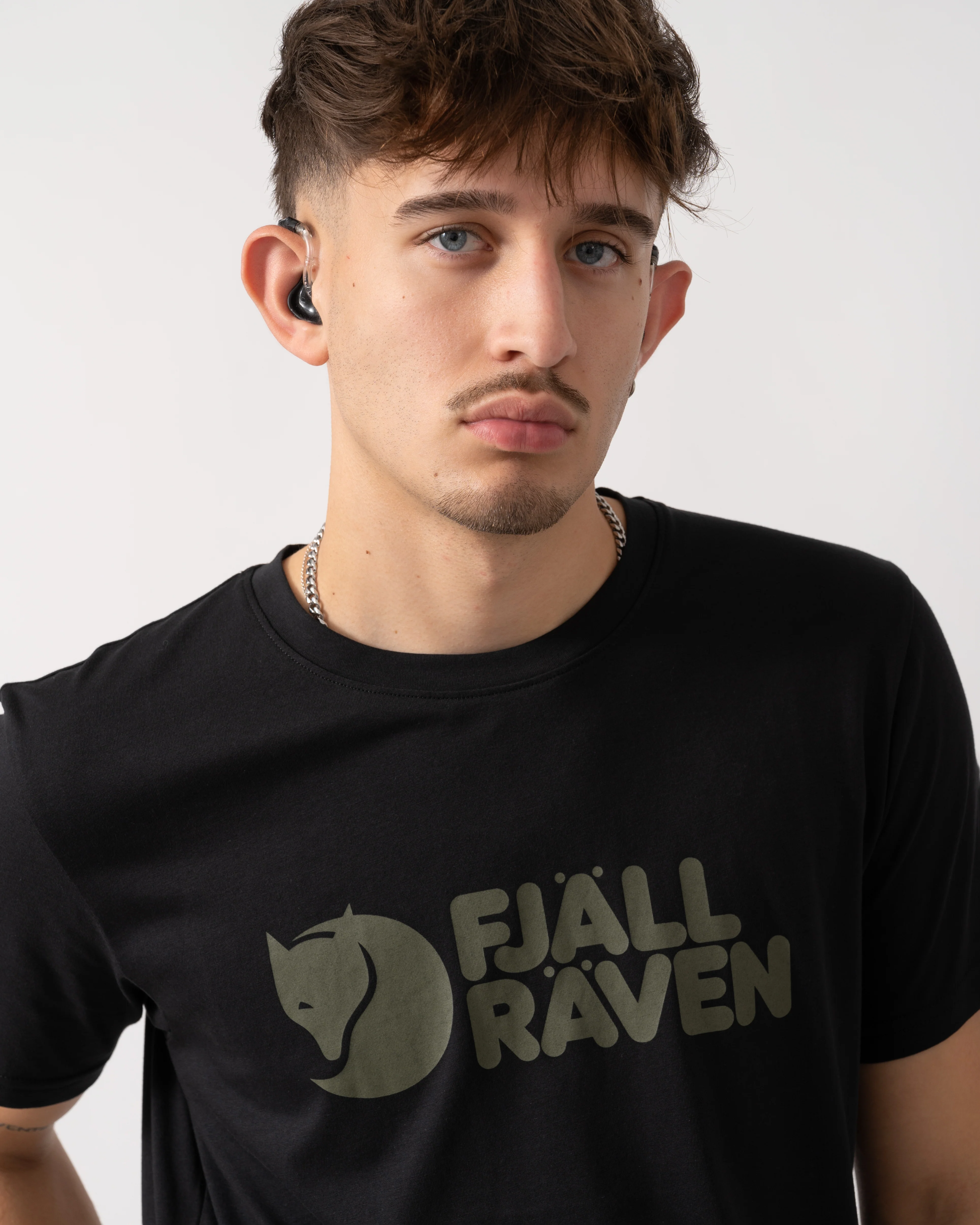 Fjallraven Logo Mens T-Shirt - Black 550 - Image 3