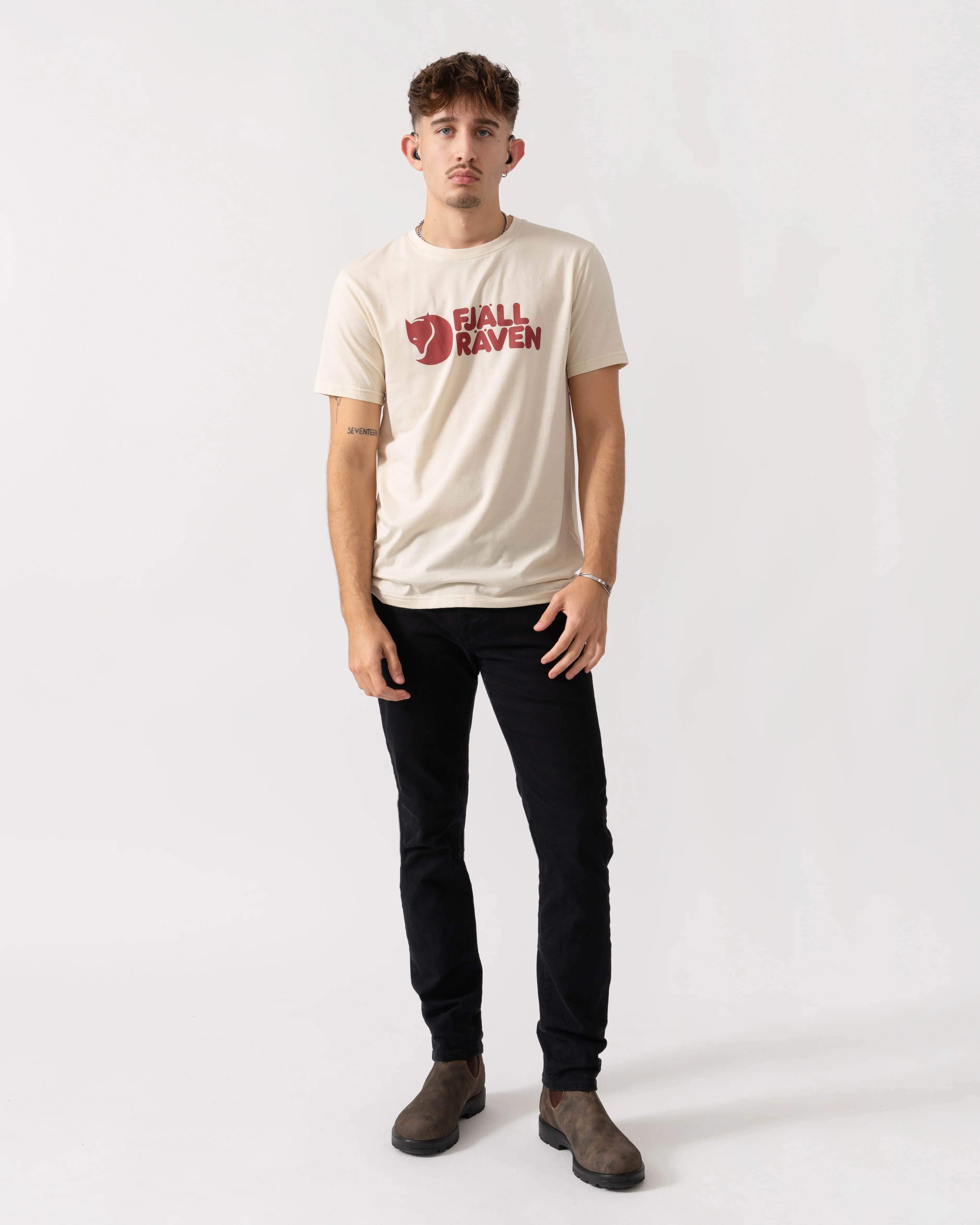 Fjallraven Logo Mens T-Shirt - Chalk White 113 - Image 2