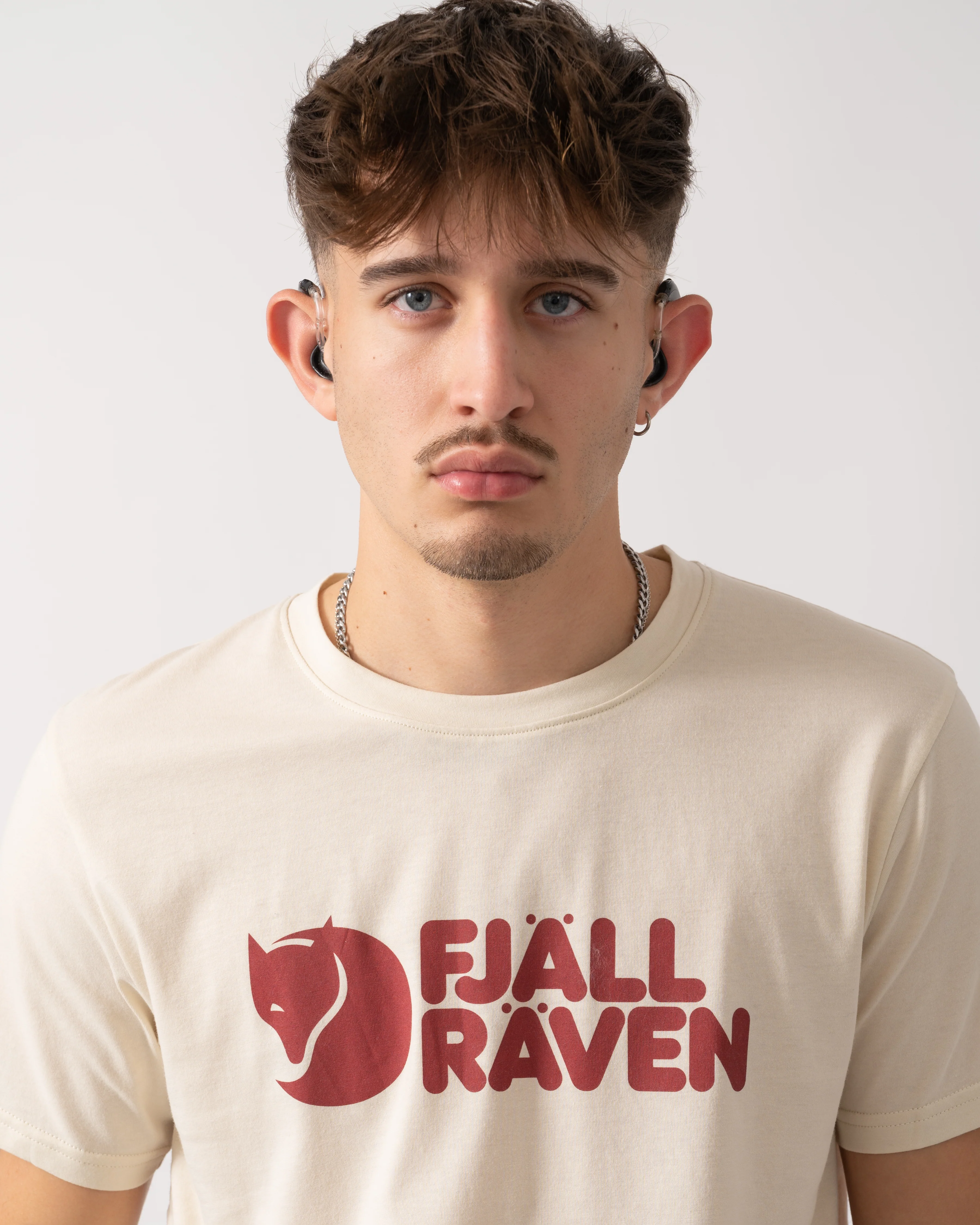 Fjallraven Logo Mens T-Shirt - Chalk White 113 - Image 3