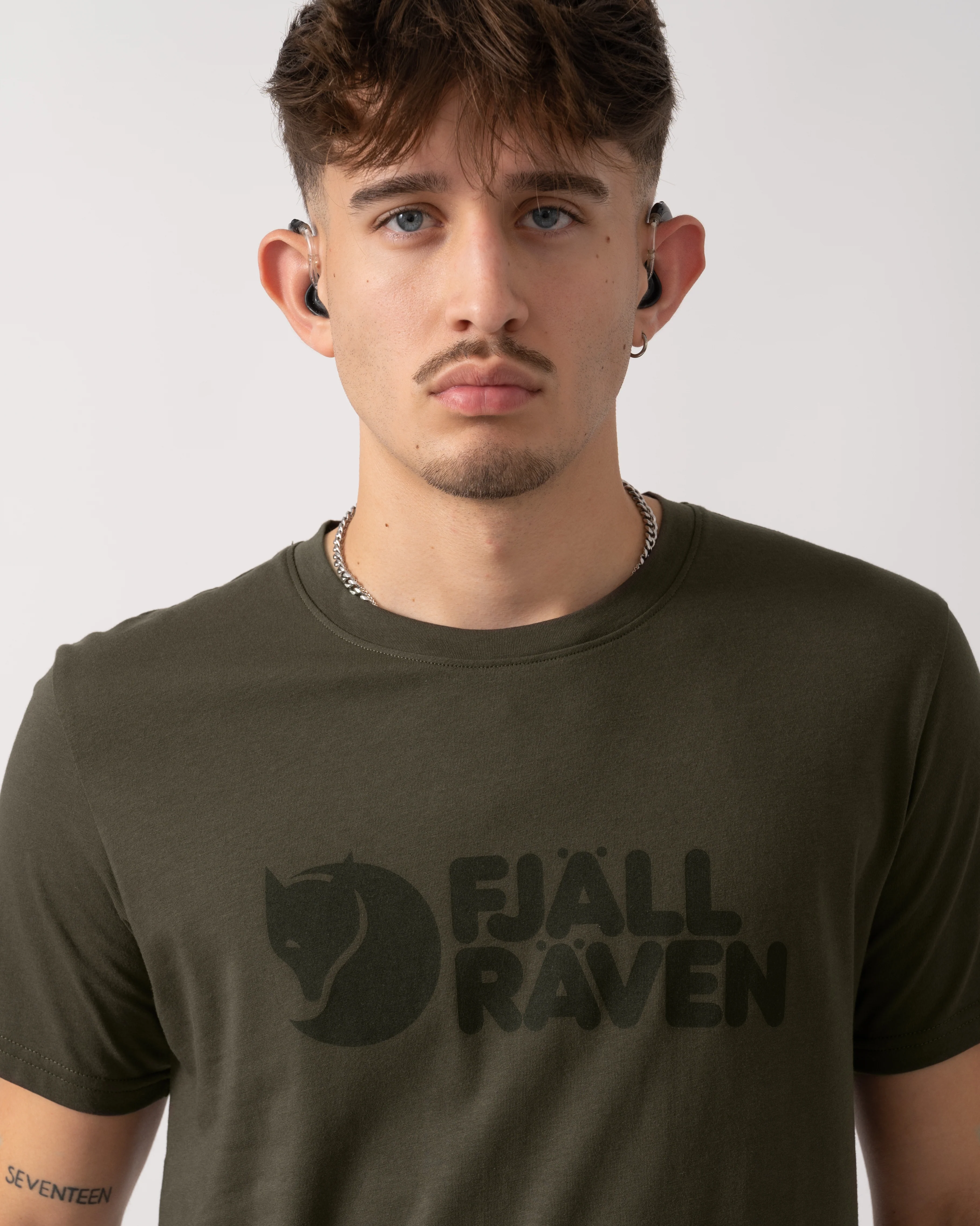 Fjallraven Logo Mens T-Shirt - Dark Olive 633 - Image 3
