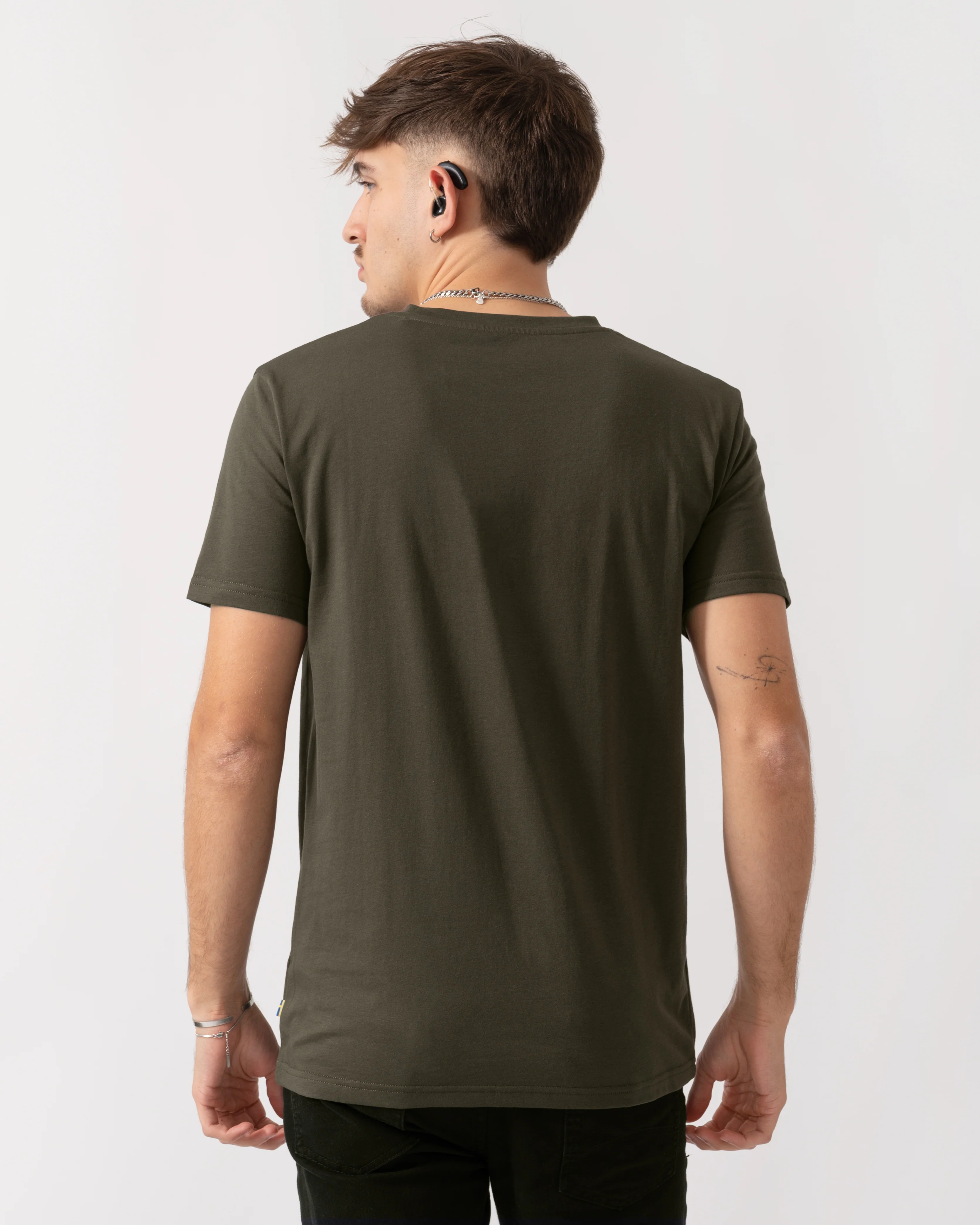 Fjallraven Logo Mens T-Shirt - Dark Olive 633 - Image 4