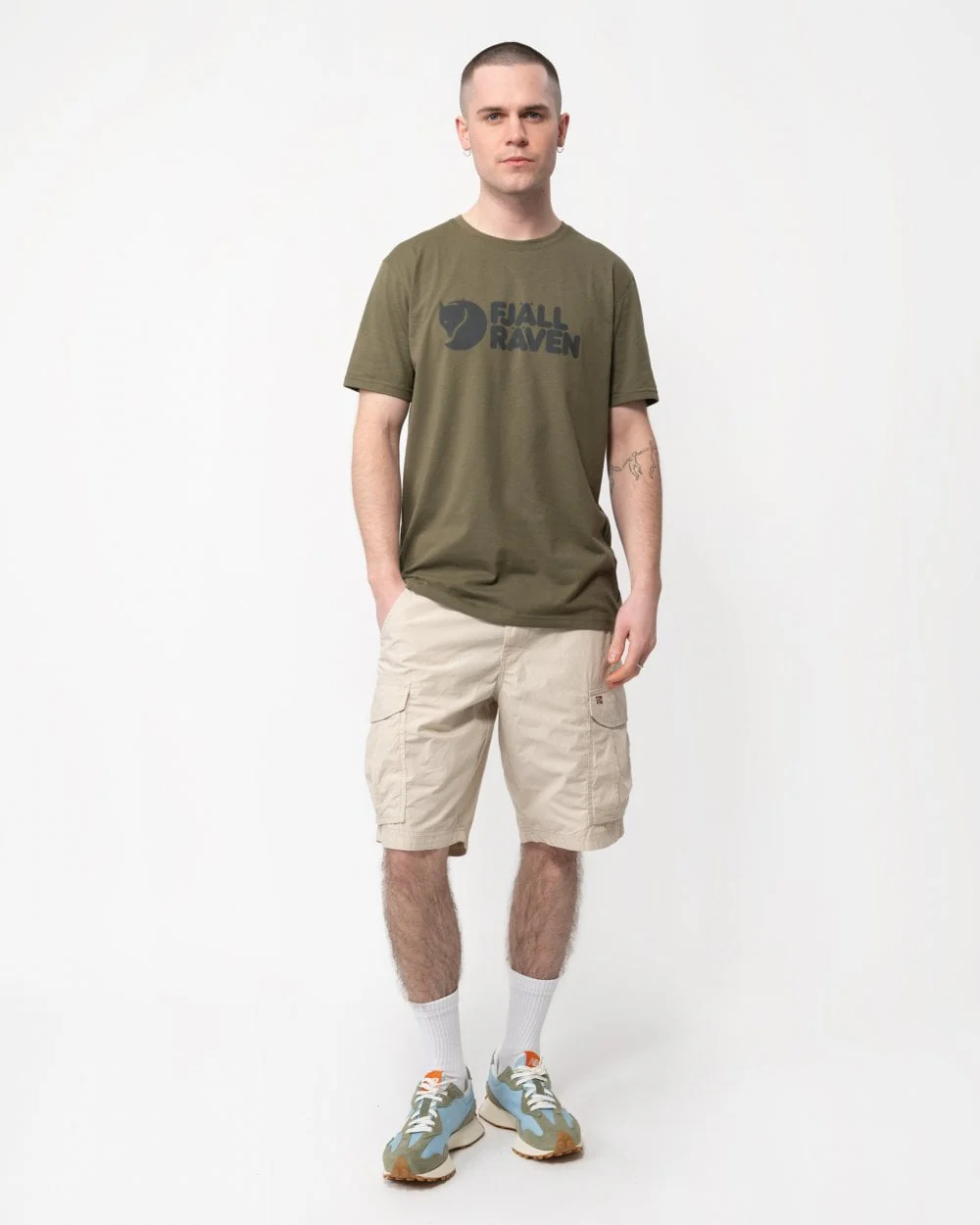Fjallraven Logo Mens T-Shirt - Laurel Green 625 - Image 3