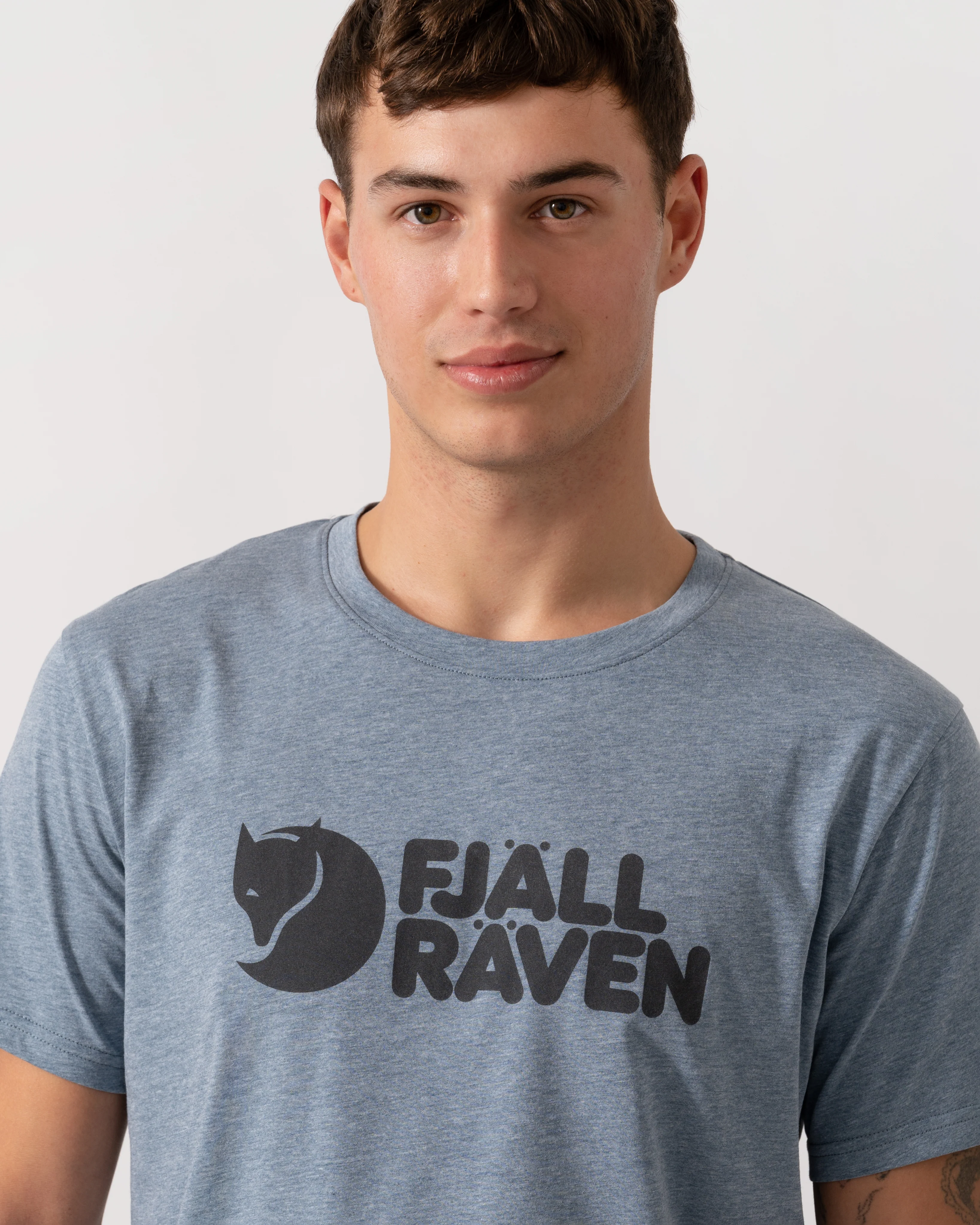Fjallraven Logo Mens T-Shirt - Uncle Blue/Melange 520-999 - Image 2