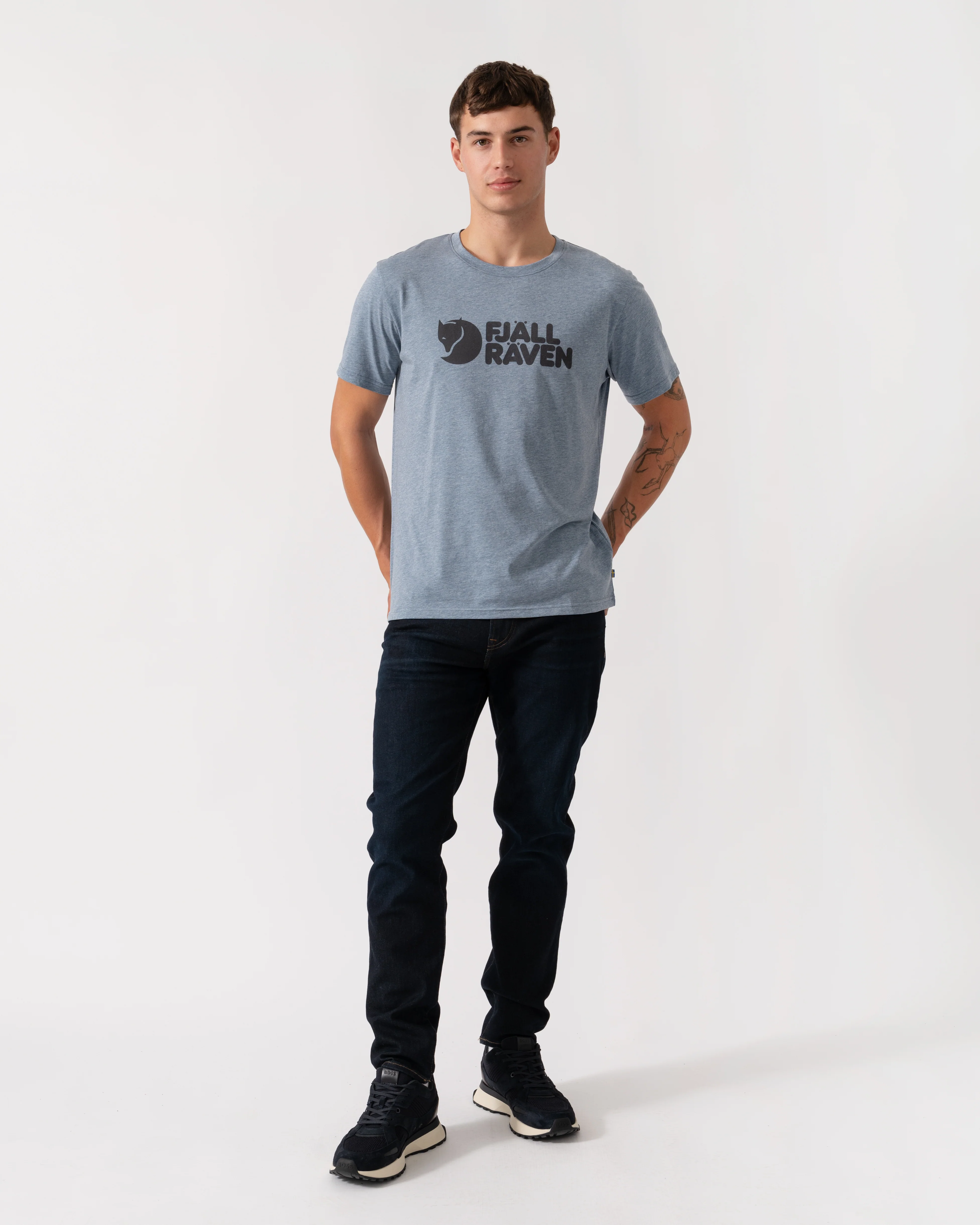 Fjallraven Logo Mens T-Shirt - Uncle Blue/Melange 520-999 - Image 3