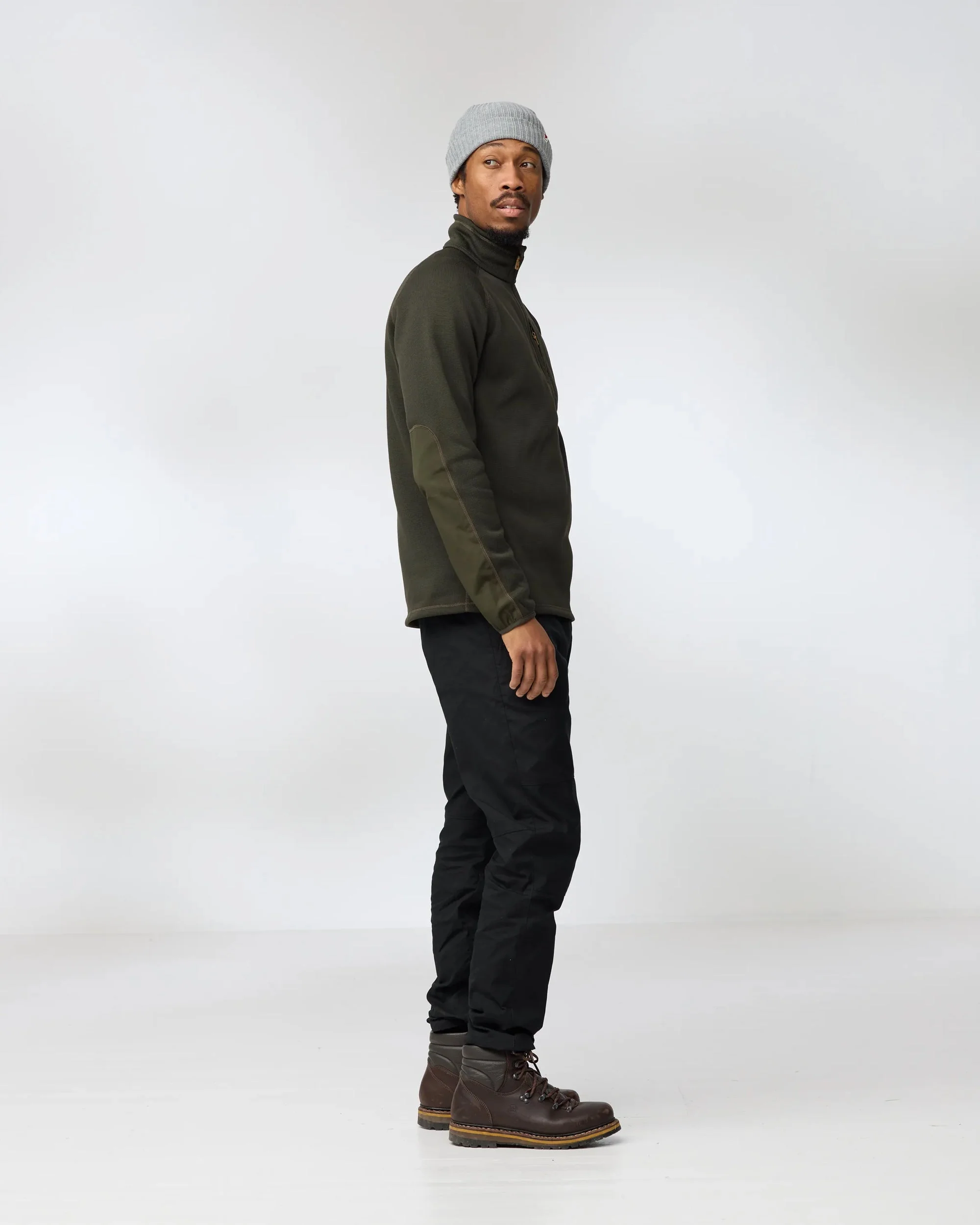 Fjallraven Ovik Mens Half Zip Fleece - Deep Forest 662 - Image 3