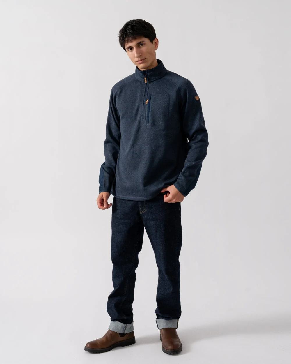 Fjallraven Ovik Mens Half Zip Fleece - Navy 560 - Image 3