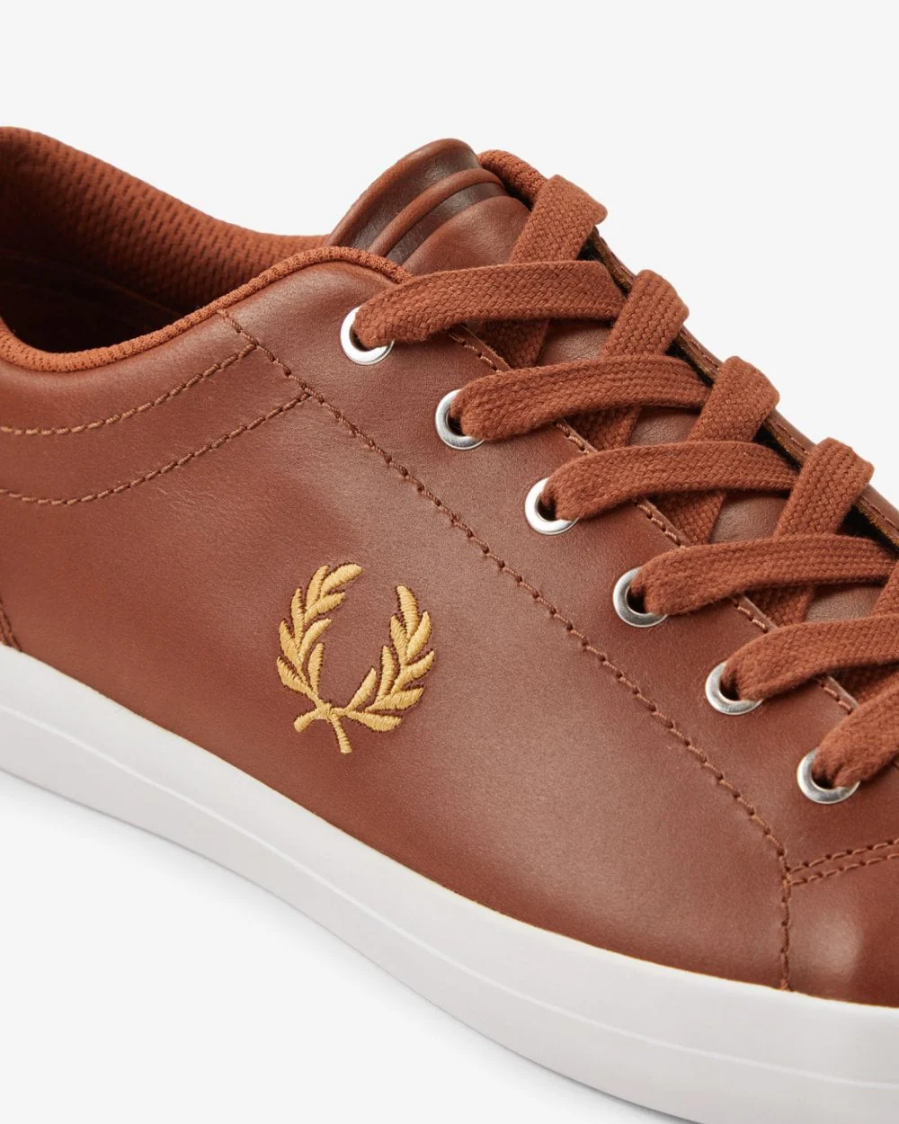Fred Perry Baseline Mens Leather Trainers - Tan C55 - Image 2