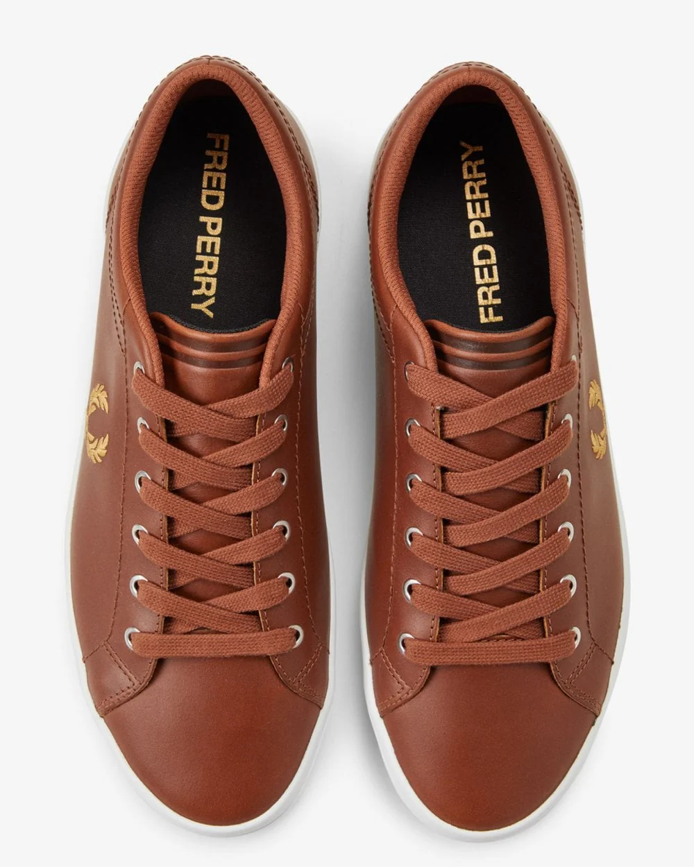 Fred Perry Baseline Mens Leather Trainers - Tan C55 - Image 6