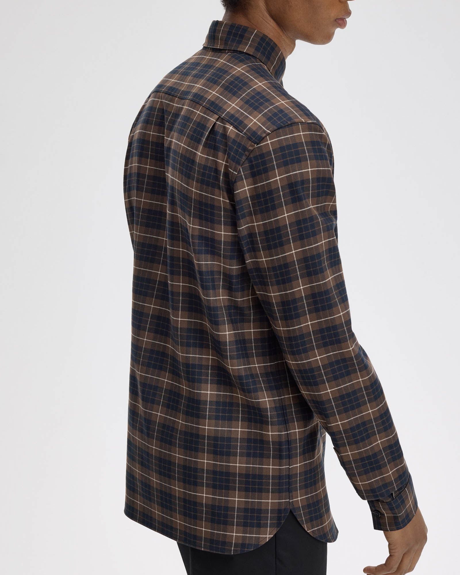 Fred Perry Brushed Twill Tartan Shirt - Burnt Tobacco Q21 - Image 4