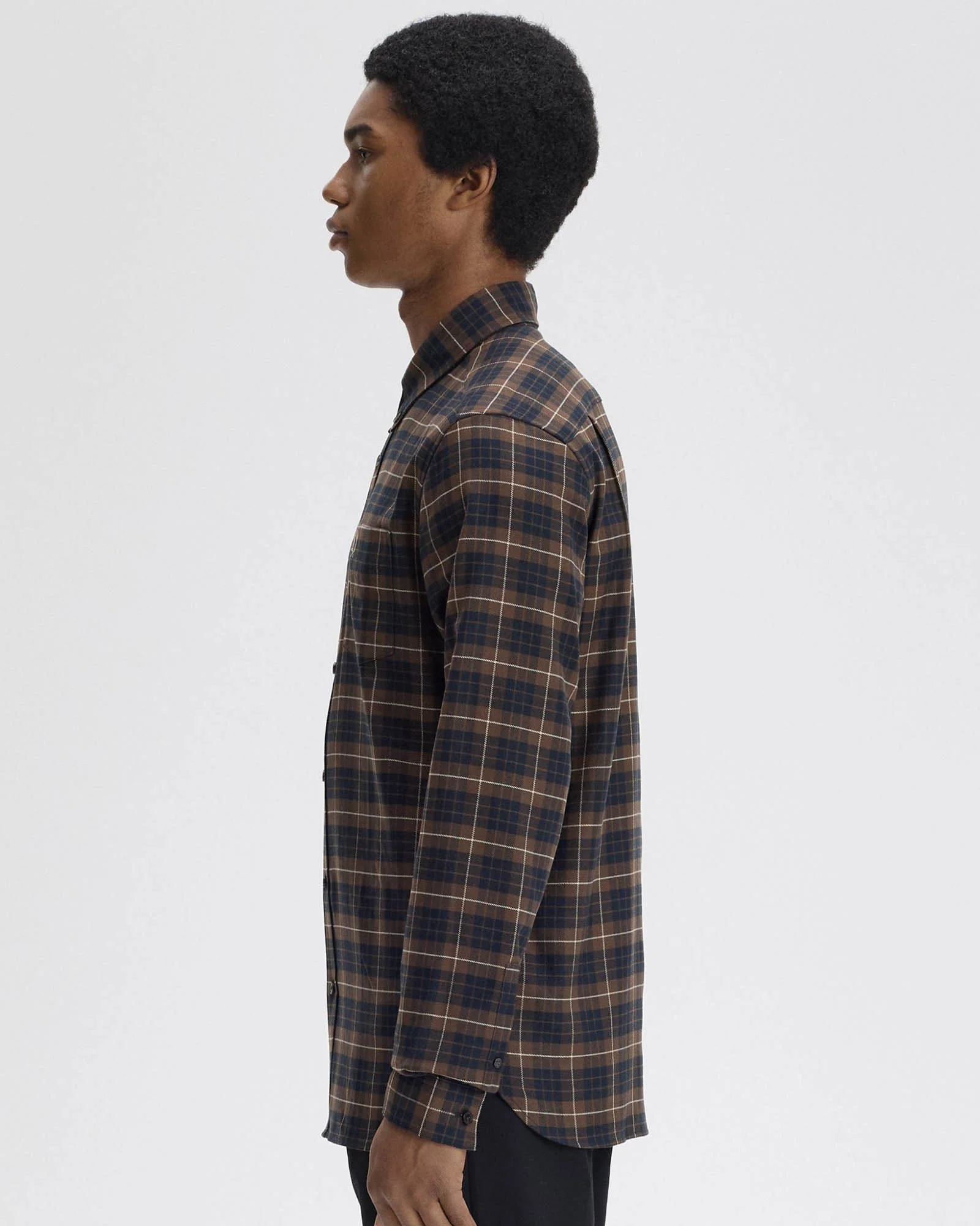 Fred Perry Brushed Twill Tartan Shirt - Burnt Tobacco Q21 - Image 5