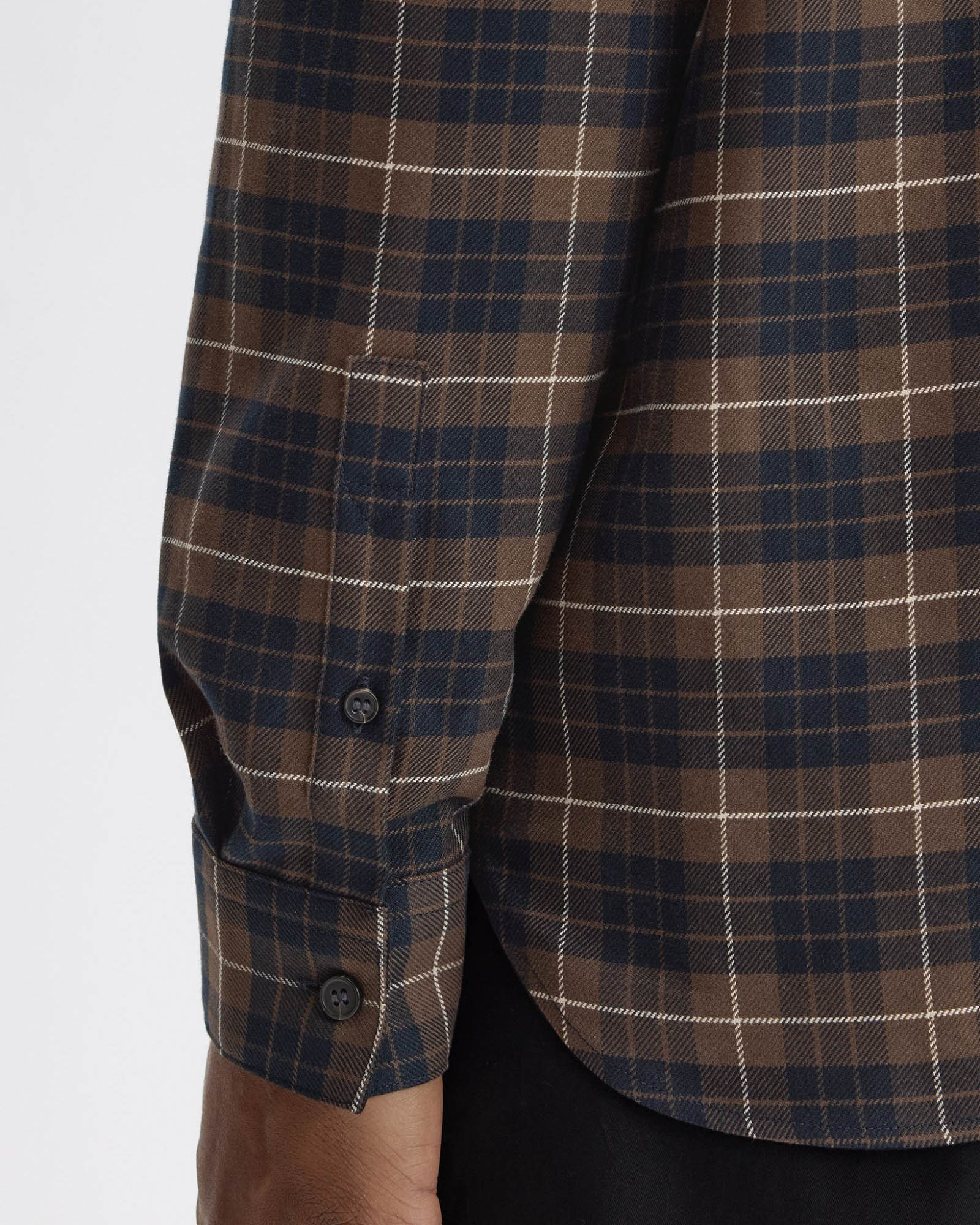 Fred Perry Brushed Twill Tartan Shirt - Burnt Tobacco Q21 - Image 6