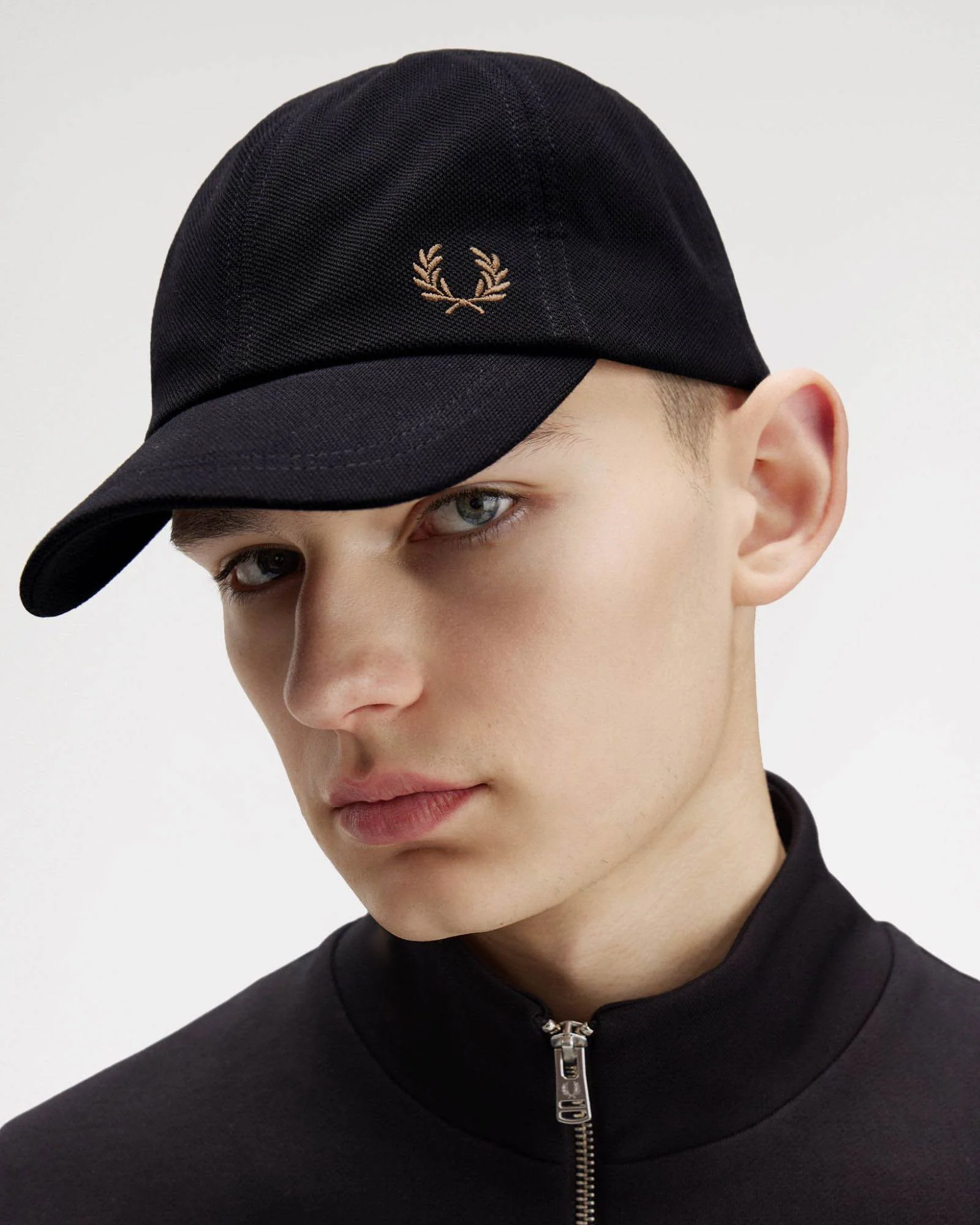 Fred Perry Classic Piqué Cap - Black/Shaded Stone S77 - Image 3