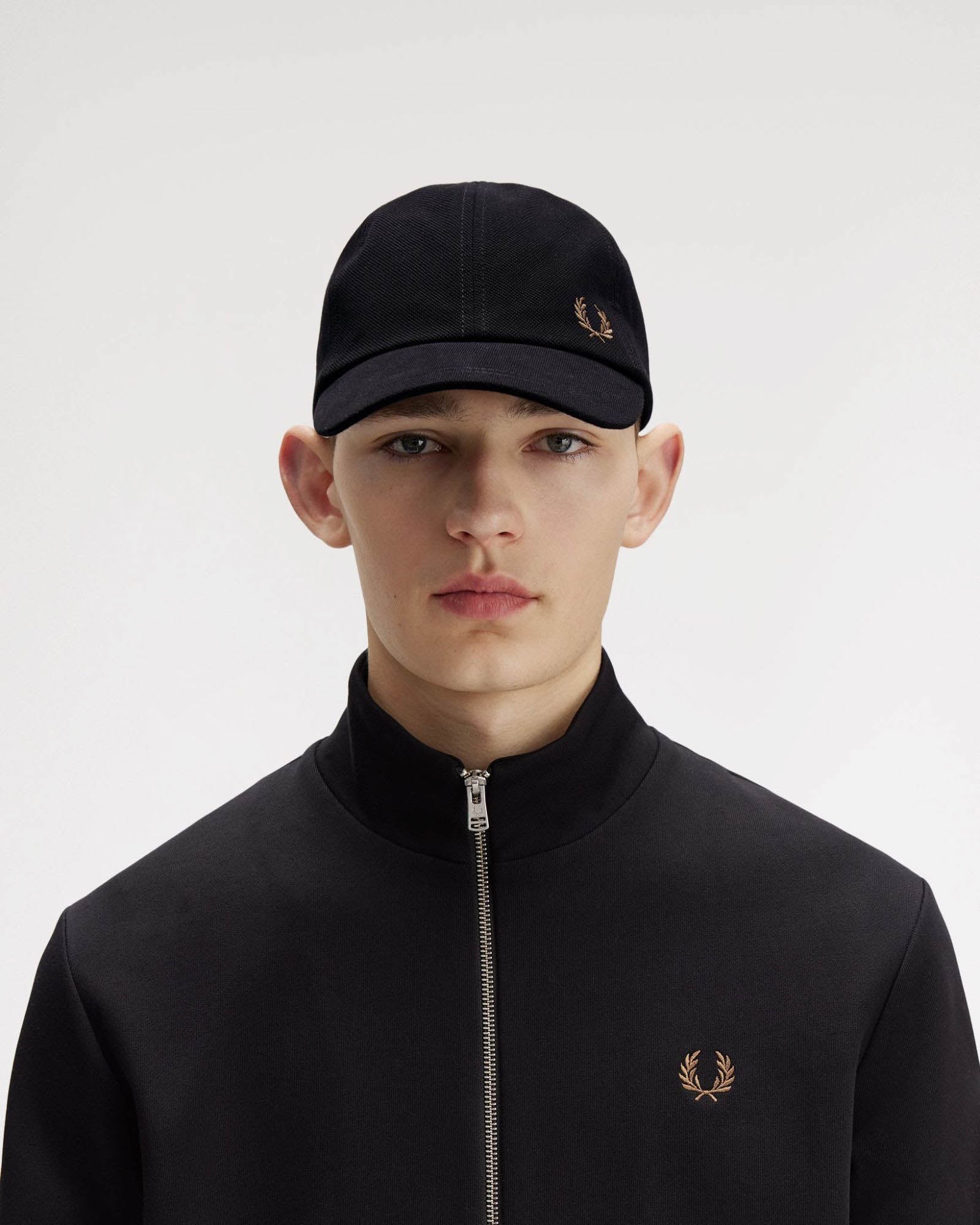 Fred Perry Classic Piqué Cap - Black/Shaded Stone S77 - Image 4