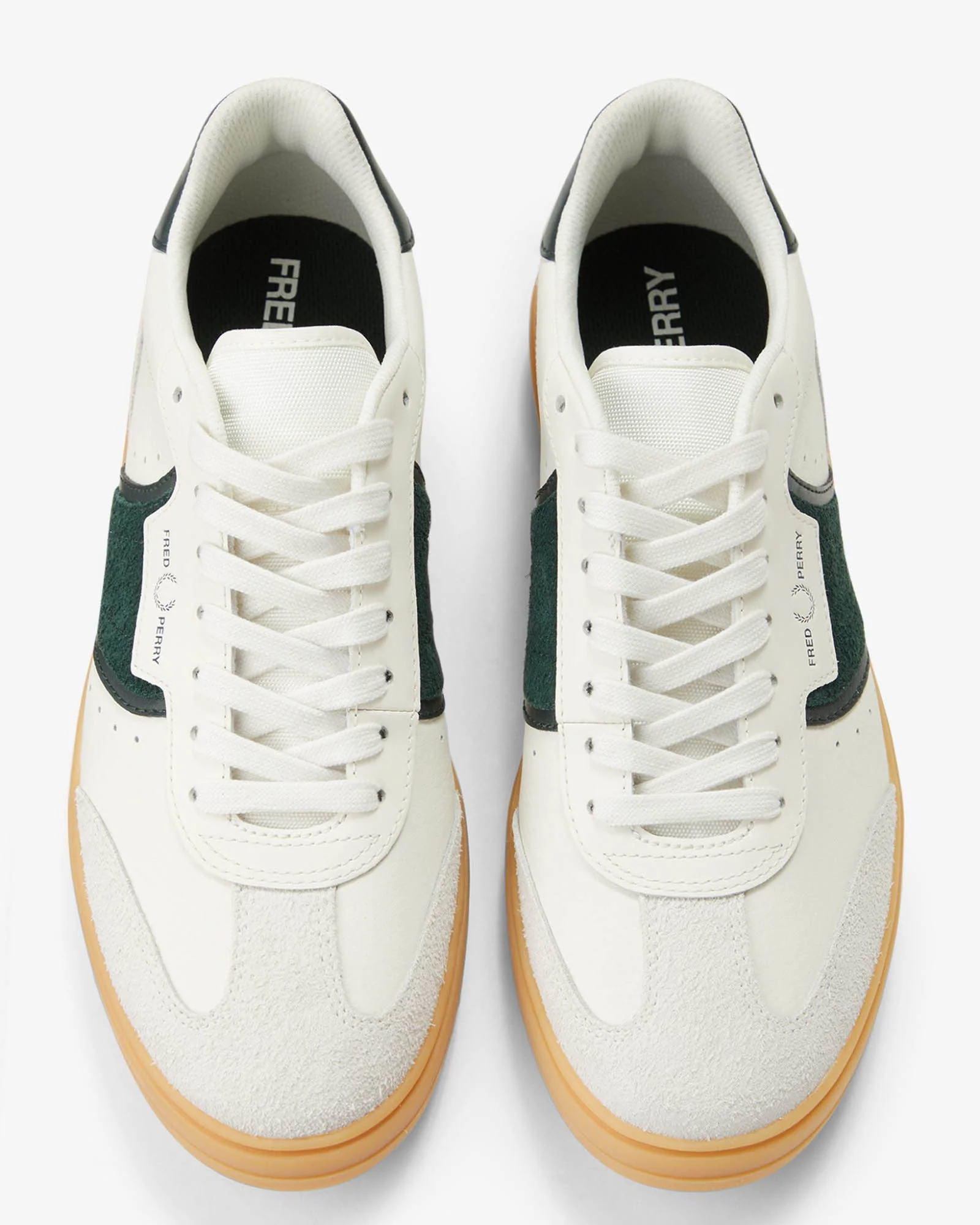 Fred Perry Mens B4 Mens Textured Leather/Suede Trainers - Light Ecru 760 - Image 2